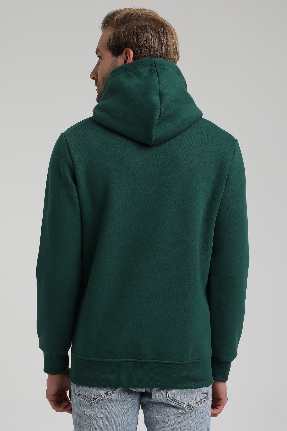 New World Polo Kapşonlu Koyu Yeşil Slim Fit Sweatshirt 22FWM64013