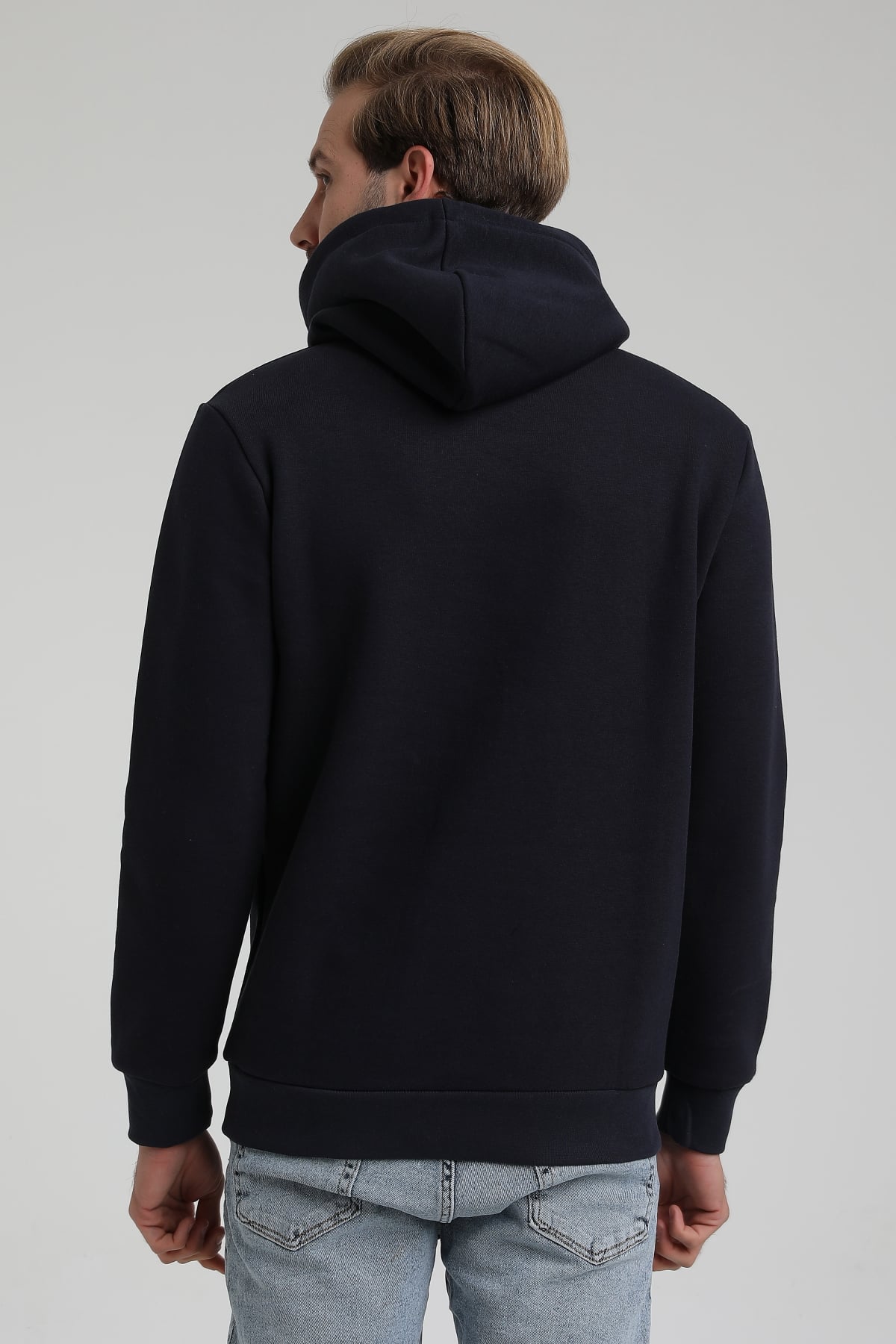 New World Polo Kapşonlu Lacivert Slim Fit Sweatshirt 22FWM64013