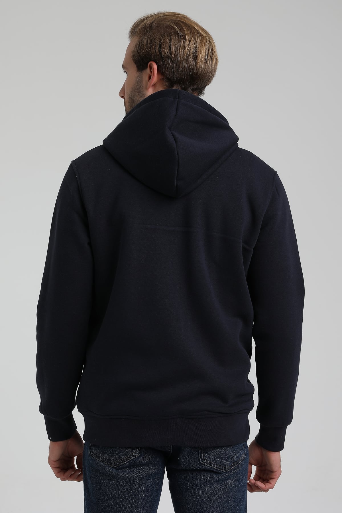New World Polo Kapşonlu Lacivert Slim Fit Sweatshirt 22FWM64040