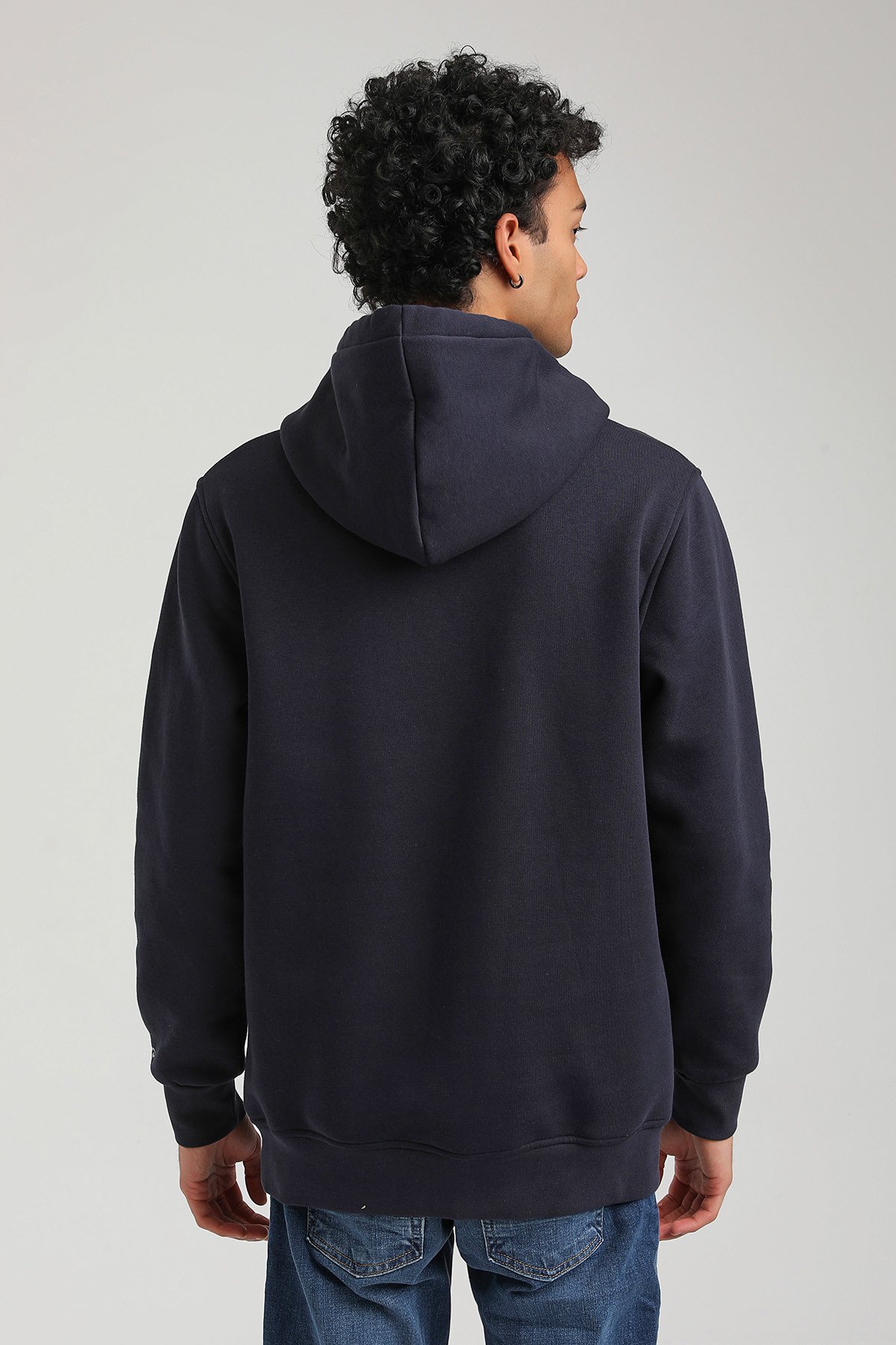 New World Polo Kapşonlu Lacivert Slim Fit Hoodie 23FWM64041