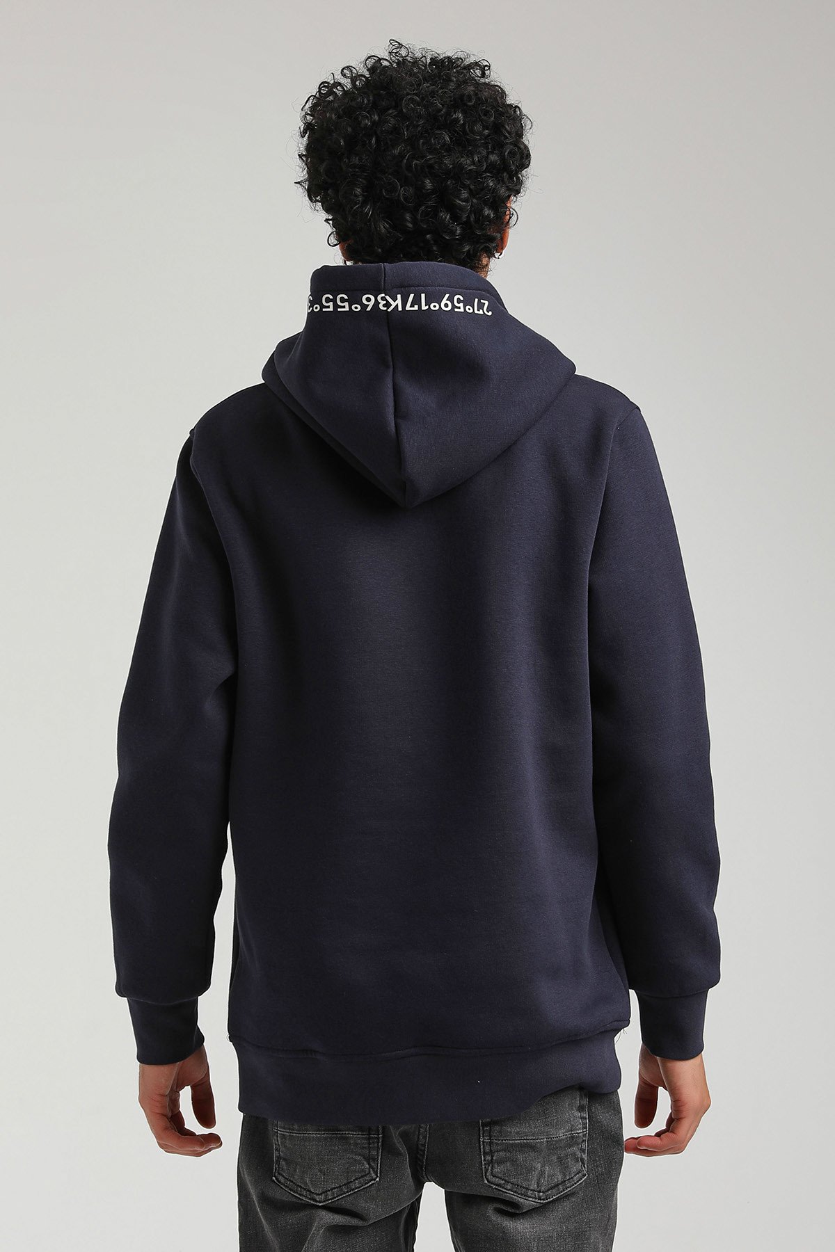 New World Polo Kapşonlu Lacivert Slim Fit Hoodie 23FWM64051