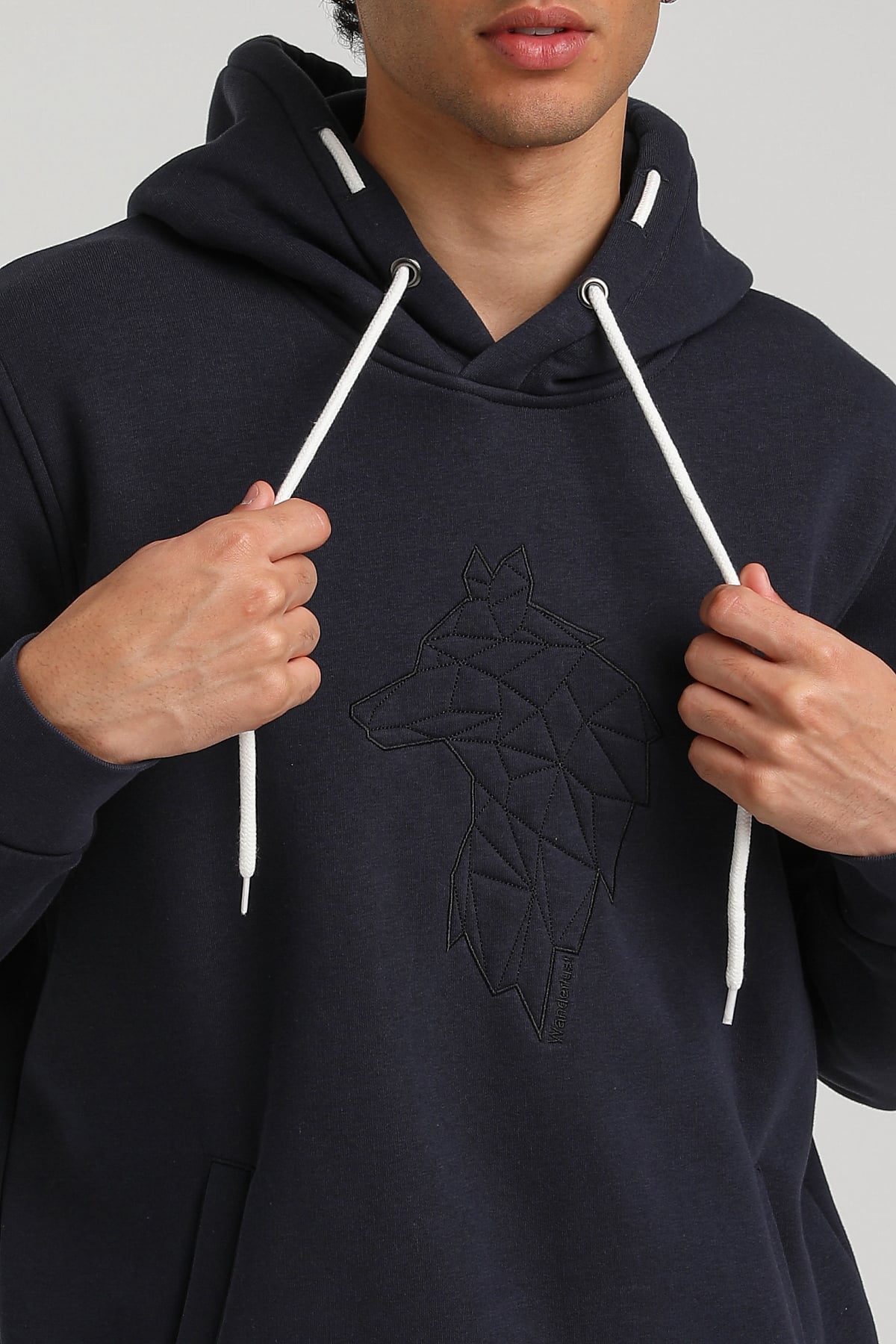 New World Polo Kapşonlu Lacivert Slim Fit Hoodie 23FWM64041