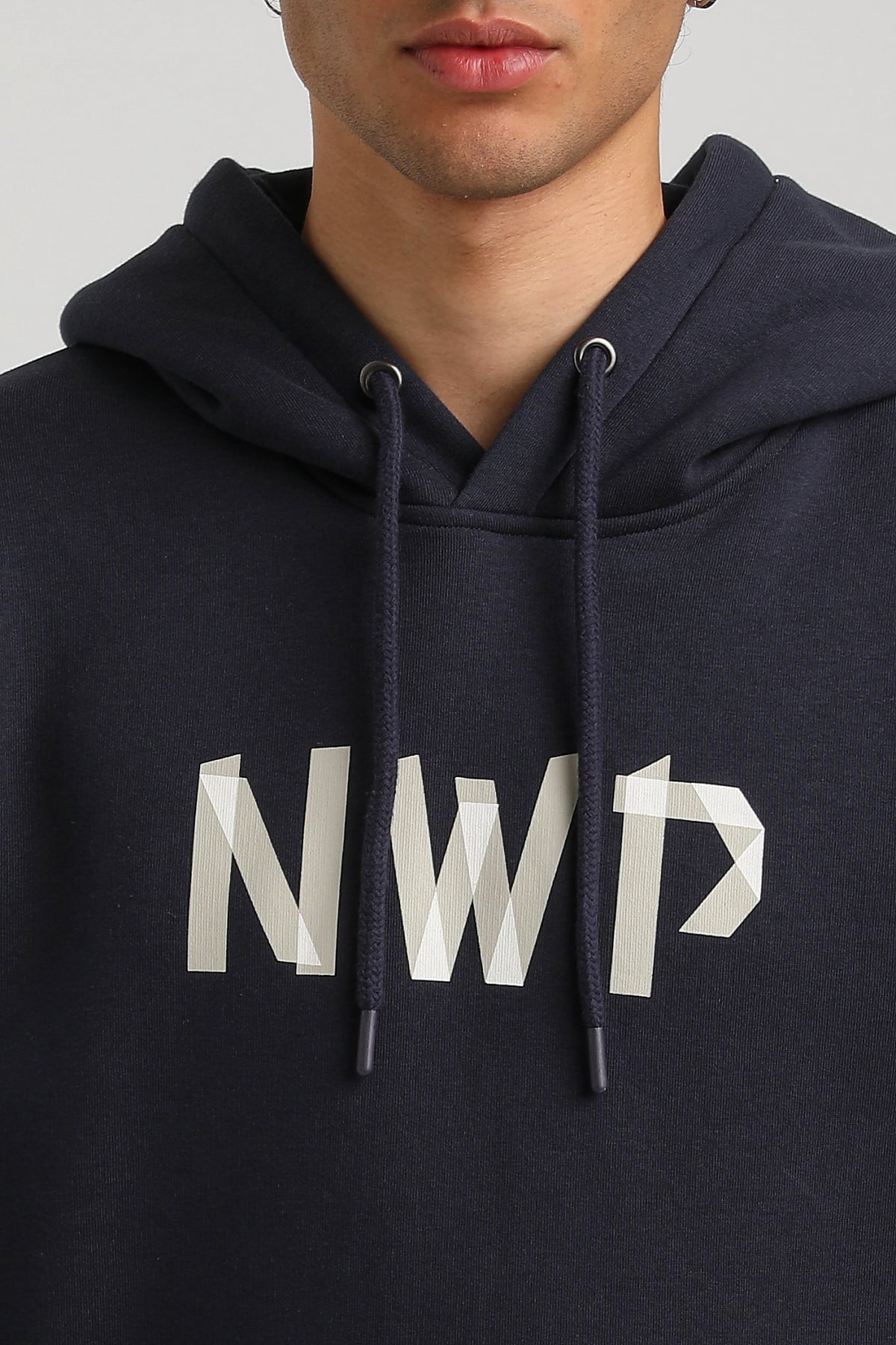 New World Polo Kapşonlu Lacivert Slim Fit Hoodie 23FWM64053