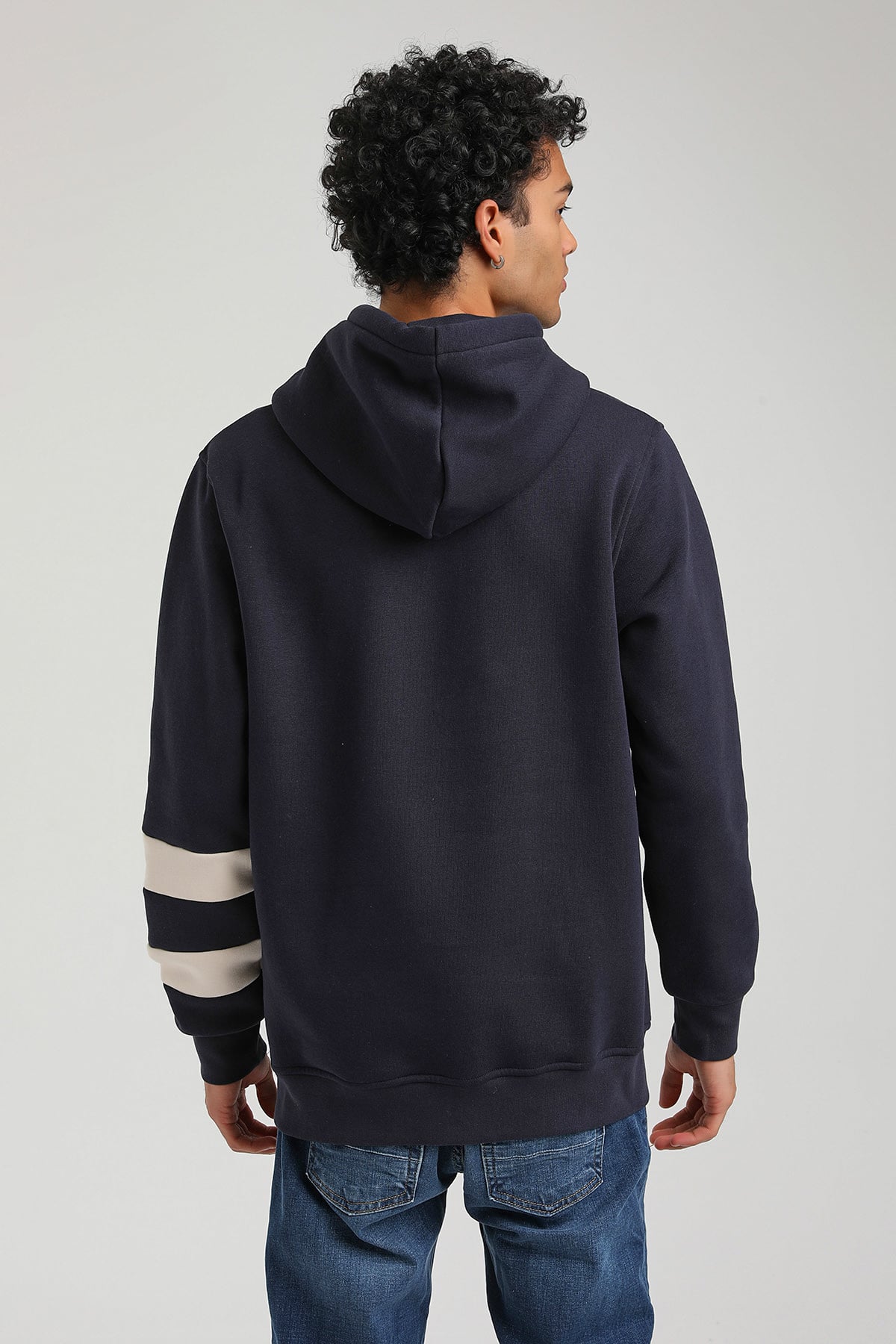 New World Polo Kapşonlu Lacivert Slim Fit Hoodie 23FWM64054