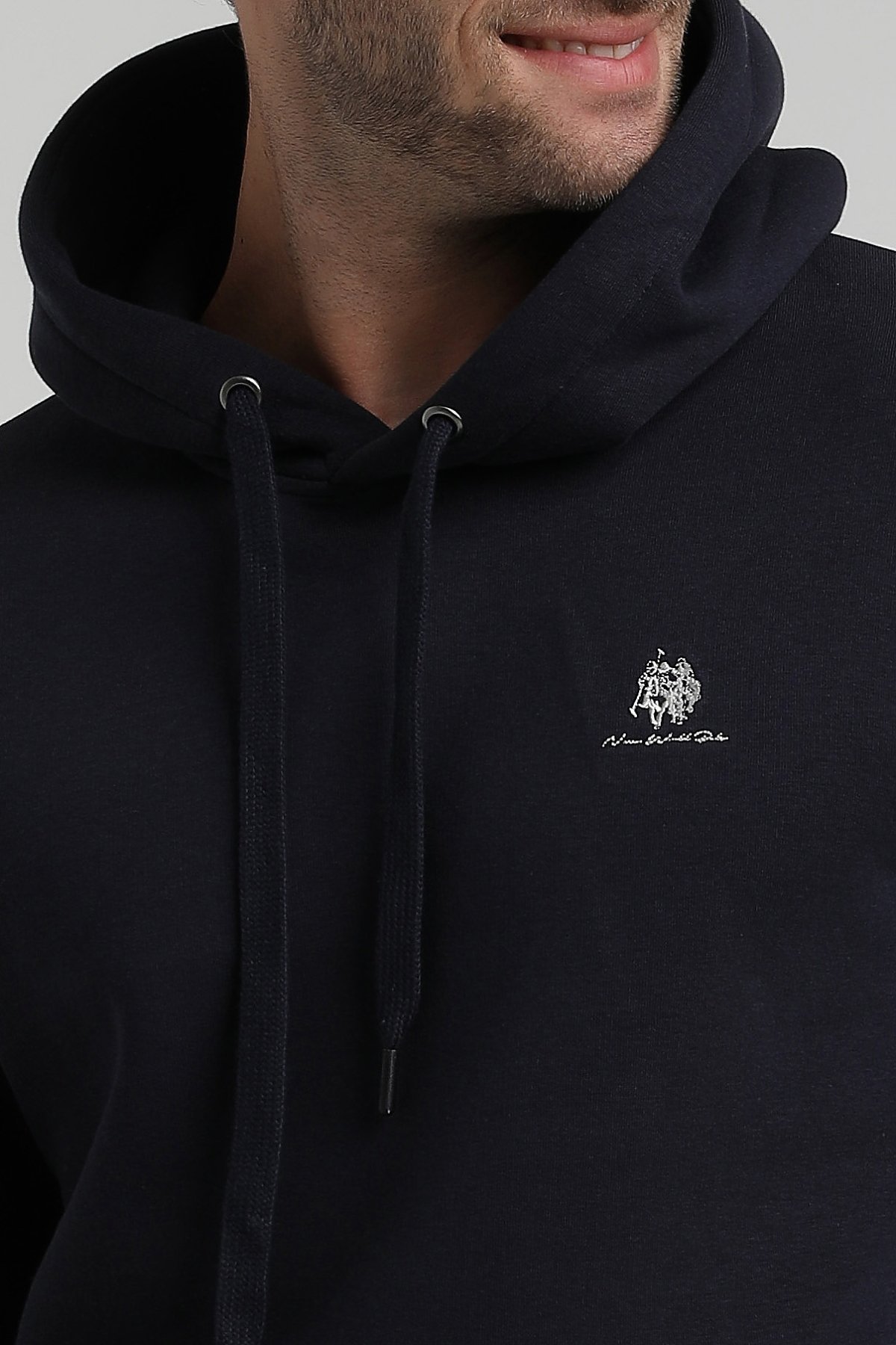 New World Polo Kapşonlu Lacivert Slim Fit Sweatshirt 22FWM64013