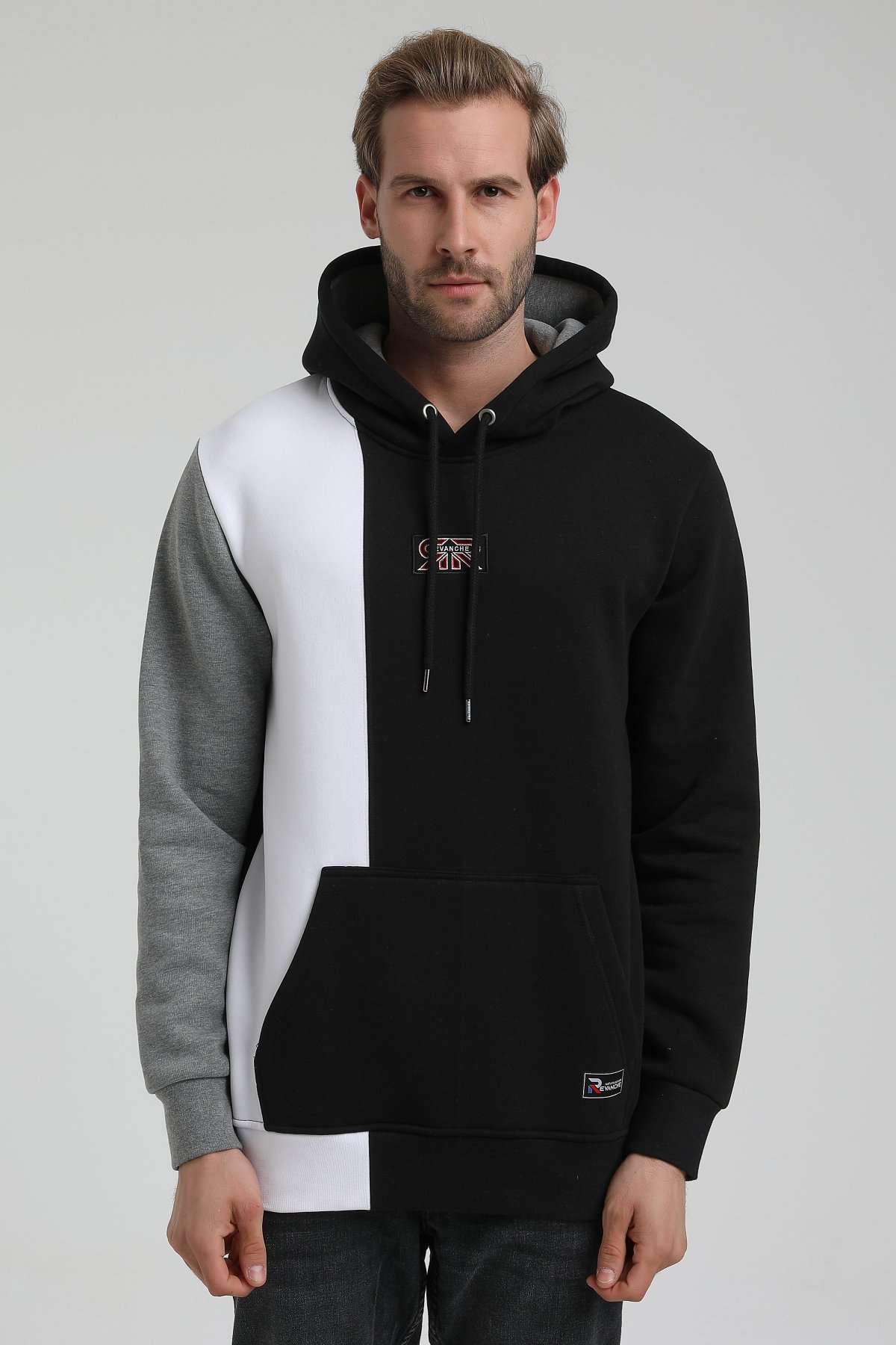 New World Polo Kapşonlu Siyah Slim Fit Sweatshirt 22FWM64033
