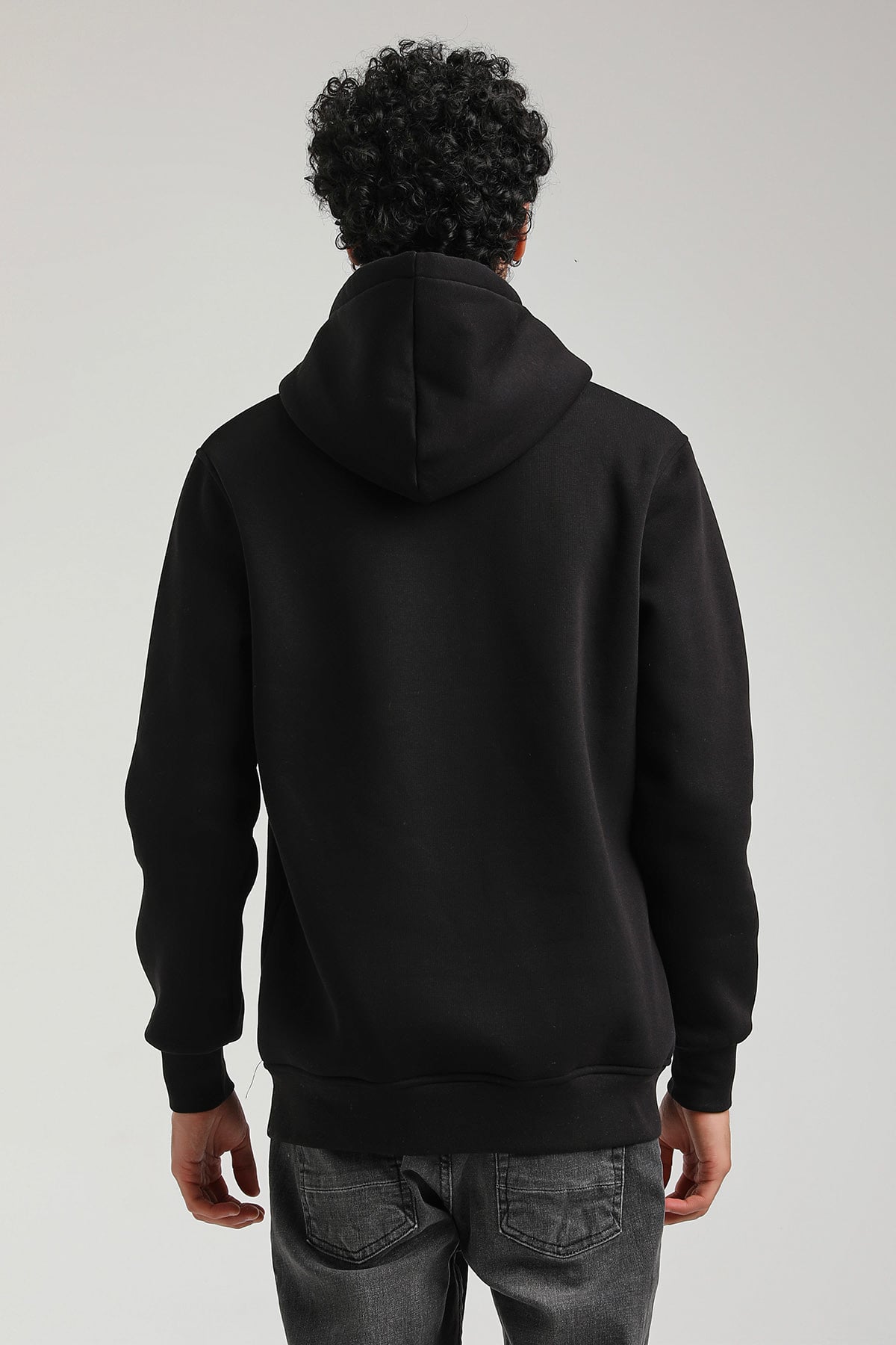 New World Polo Kapşonlu Siyah Slim Fit Hoodie 23FWM64041
