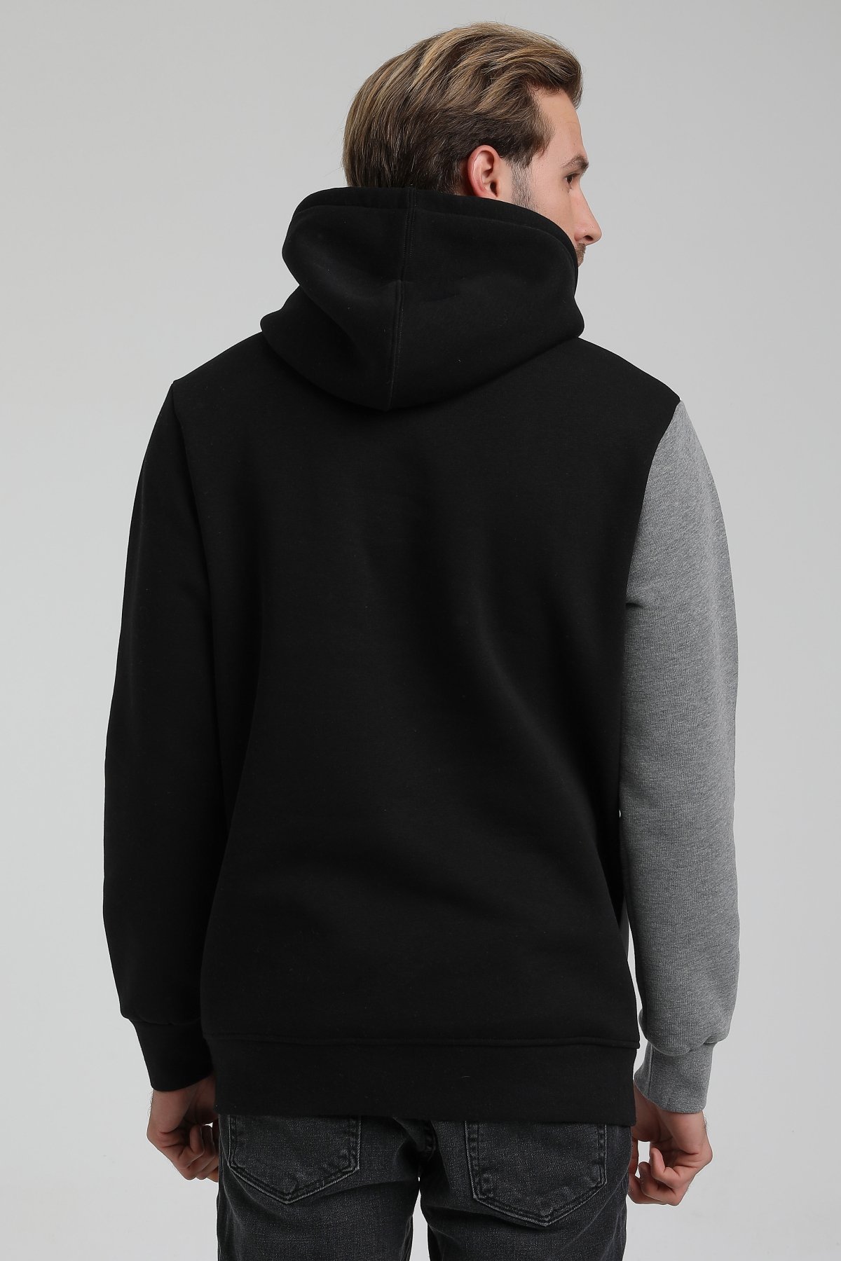 New World Polo Kapşonlu Siyah Slim Fit Sweatshirt 22FWM64033