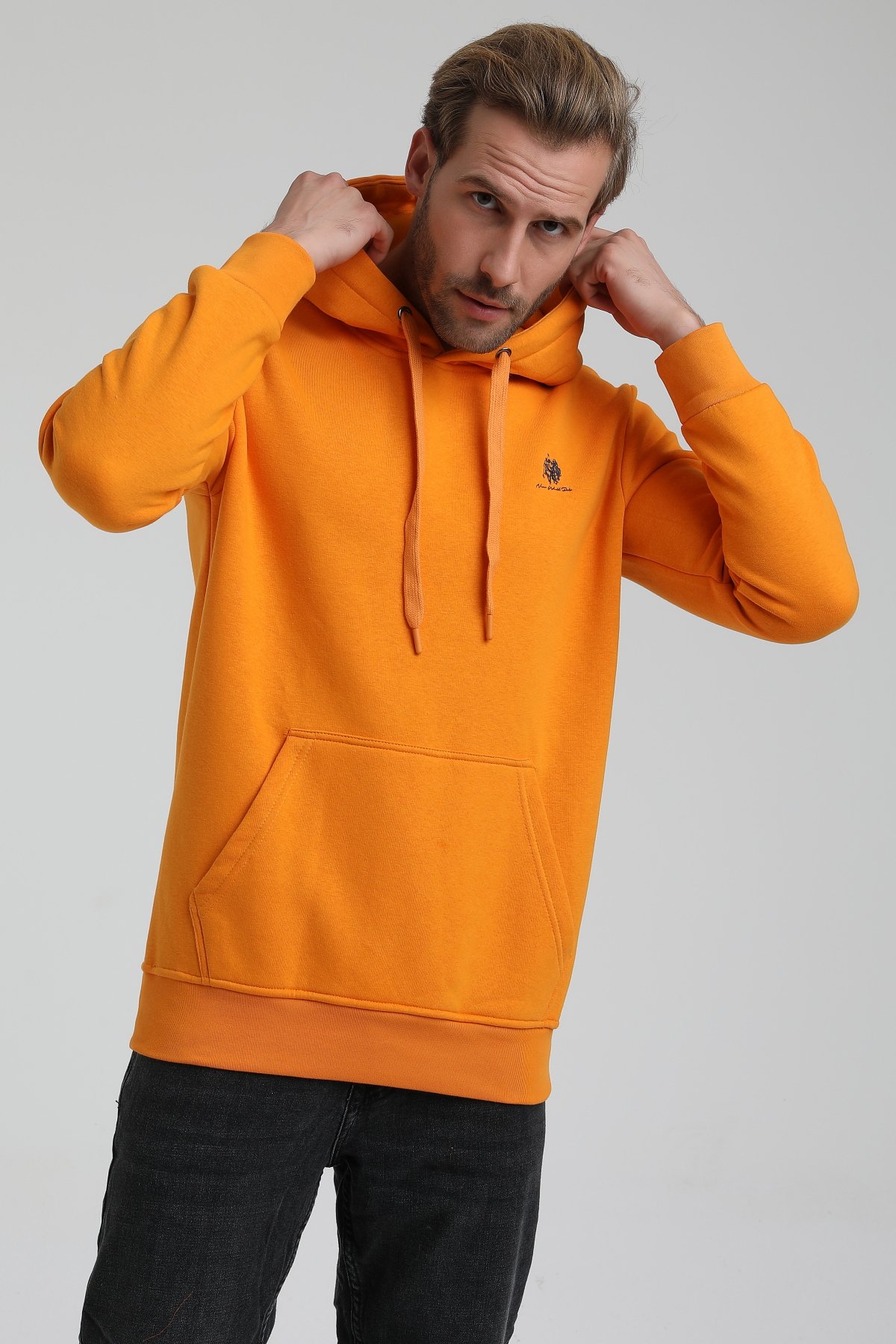New World Polo Kapşonlu Turuncu Slim Fit Sweatshirt 22FWM64013
