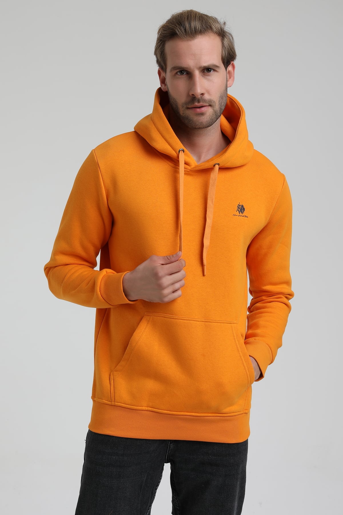 New World Polo Kapşonlu Turuncu Slim Fit Sweatshirt 22FWM64013
