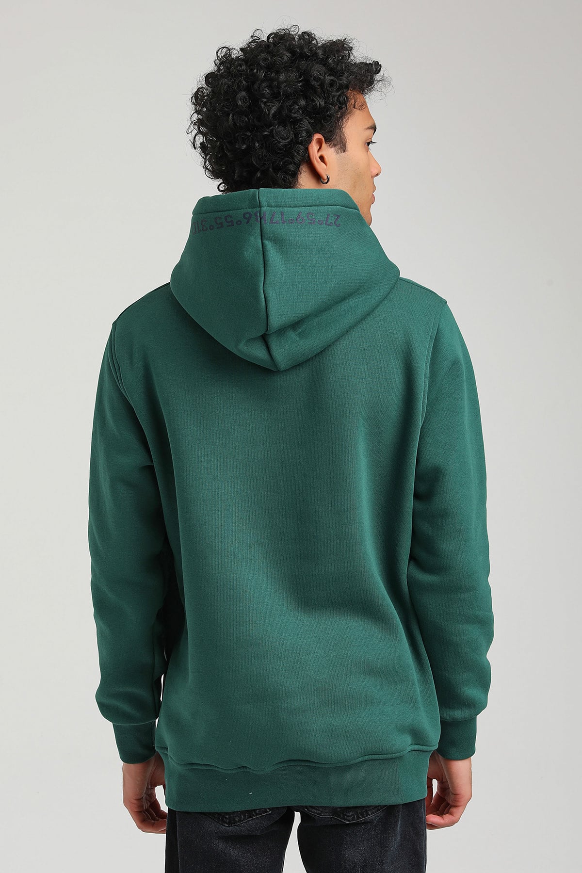 New World Polo Kapşonlu Yeşil Slim Fit Hoodie 23FWM64051