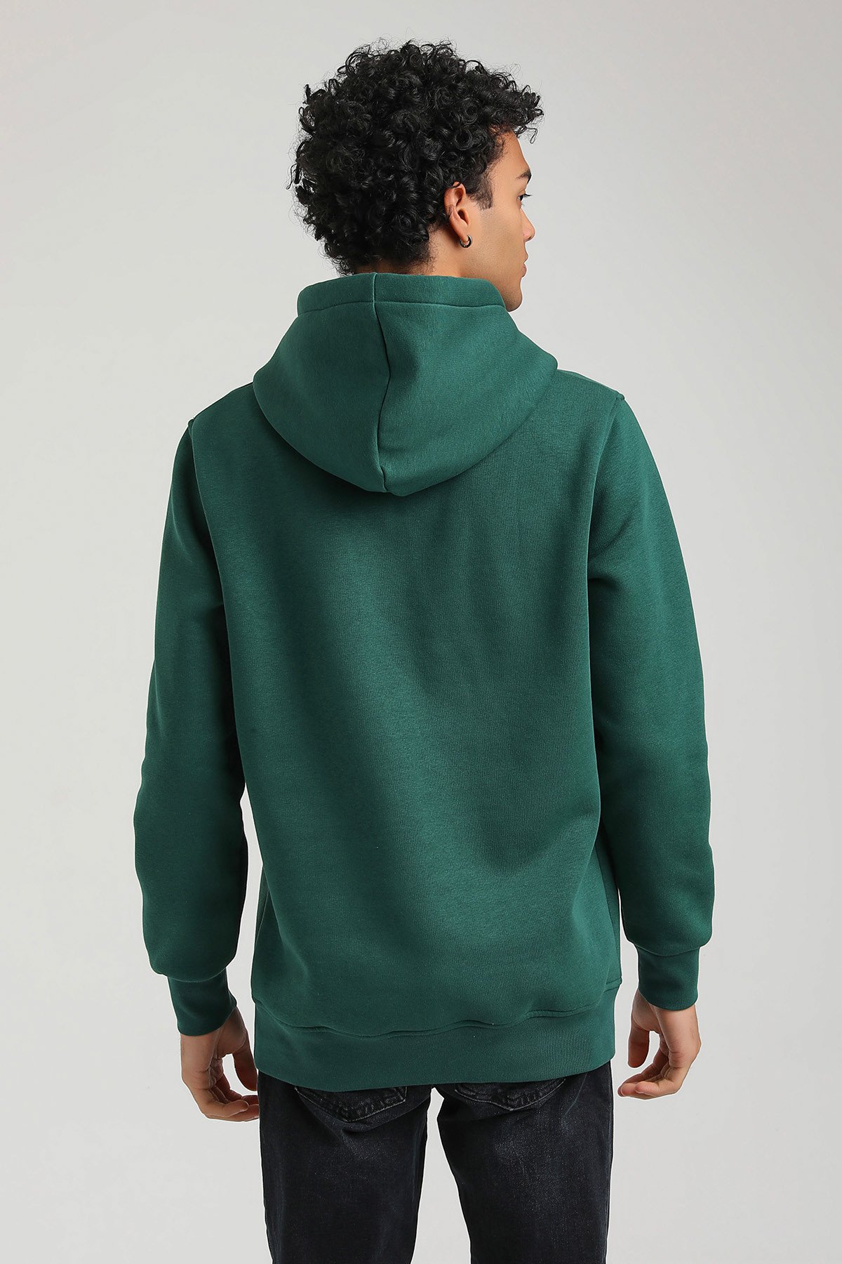 New World Polo Kapşonlu Yeşil Slim Fit Hoodie 23FWM64045