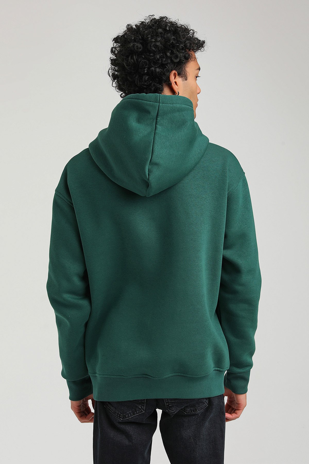 New World Polo Kapşonlu Yeşil Slim Fit Hoodie 23FWM64055