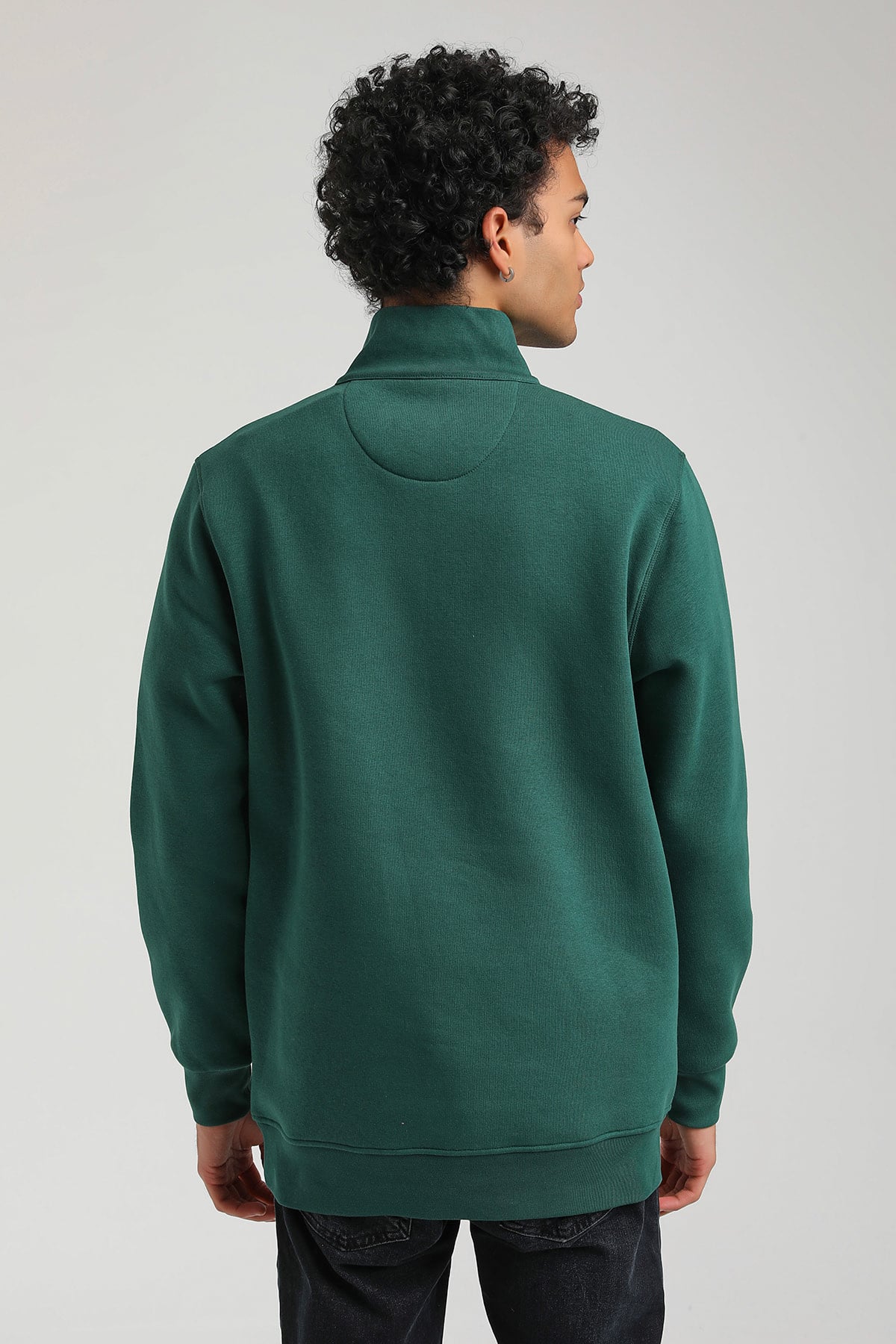 New World Polo Kapşonlu Yeşil Slim Fit Hoodie 23FWM64064