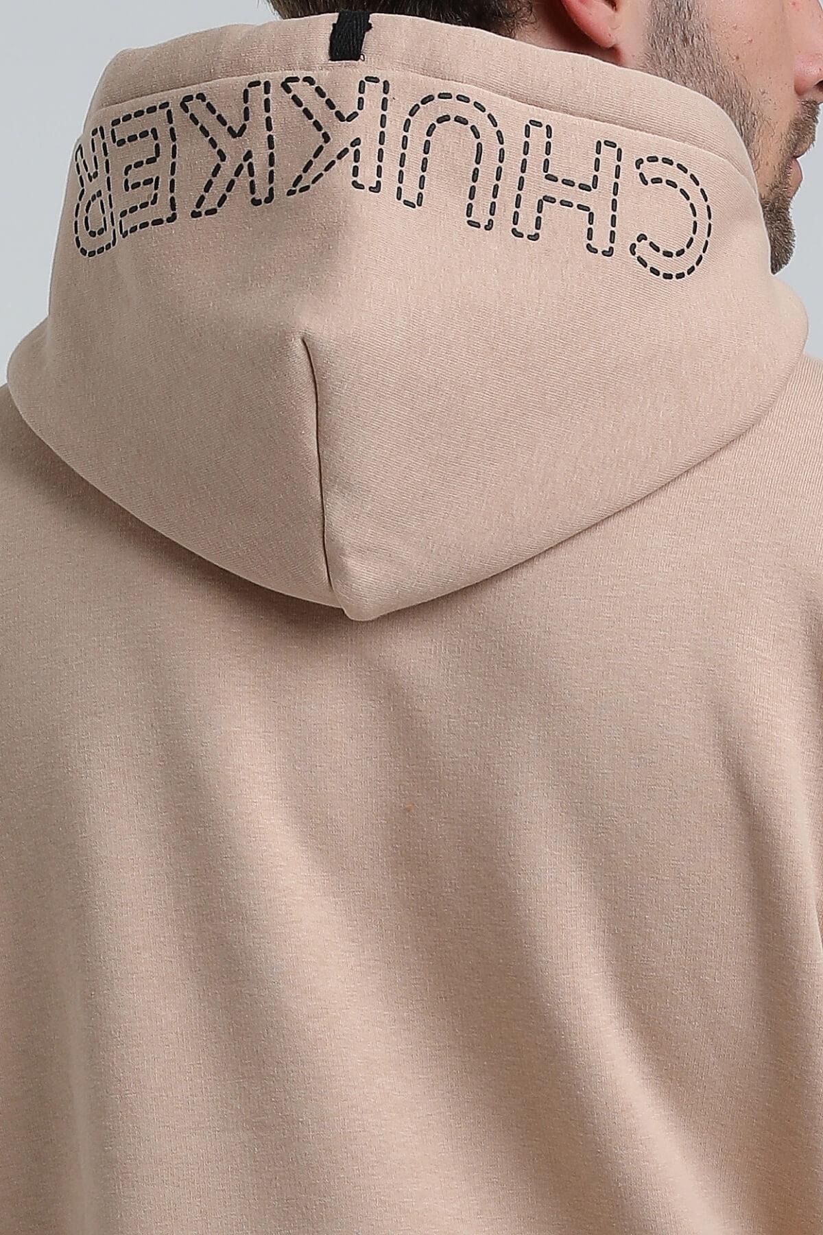 New World Polo Kapüşonlu Bej Slim Fit Hoodie 22FWM64030