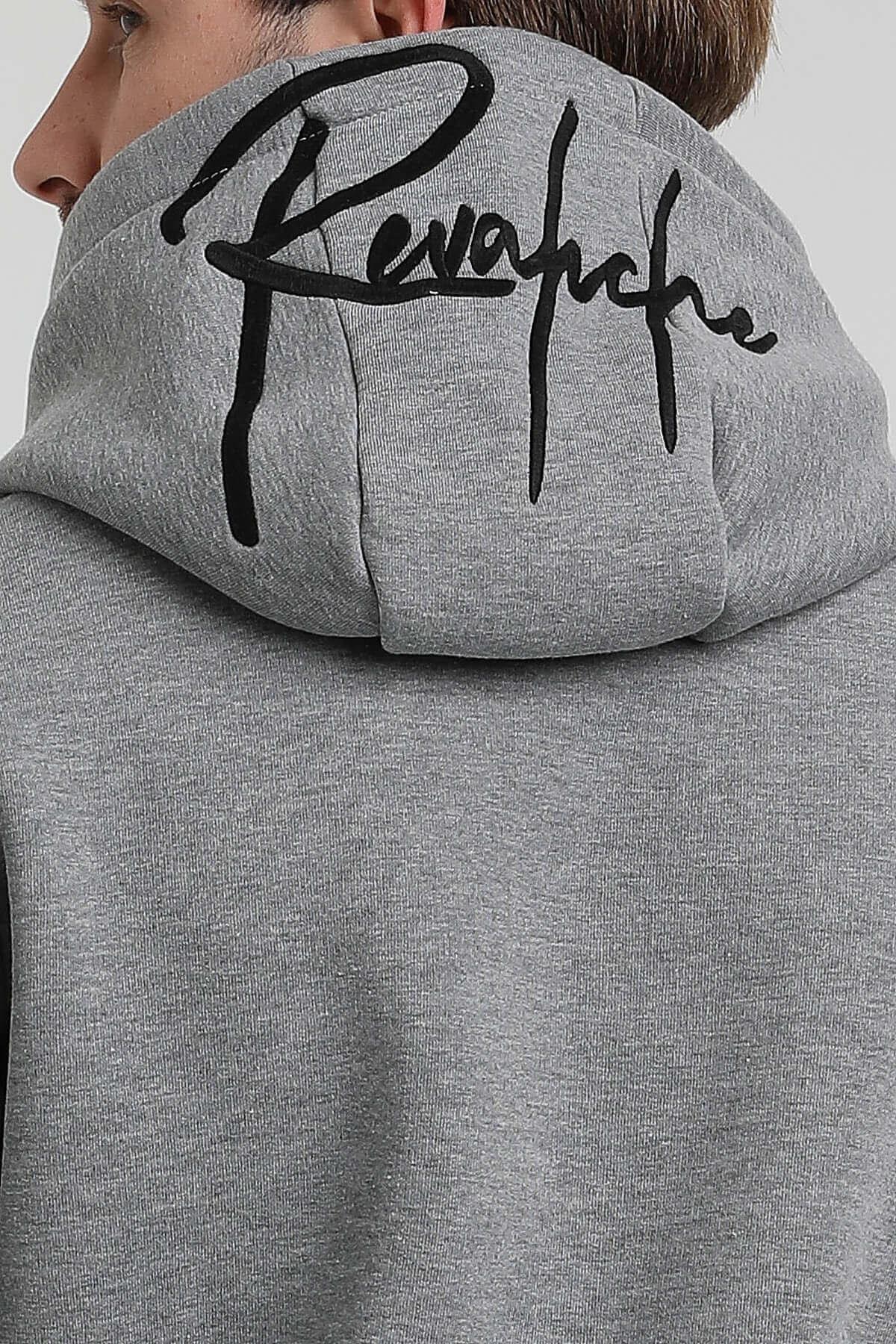 New World Polo Kapüşonlu Gri Slim Fit Hoodie 22FWM64034