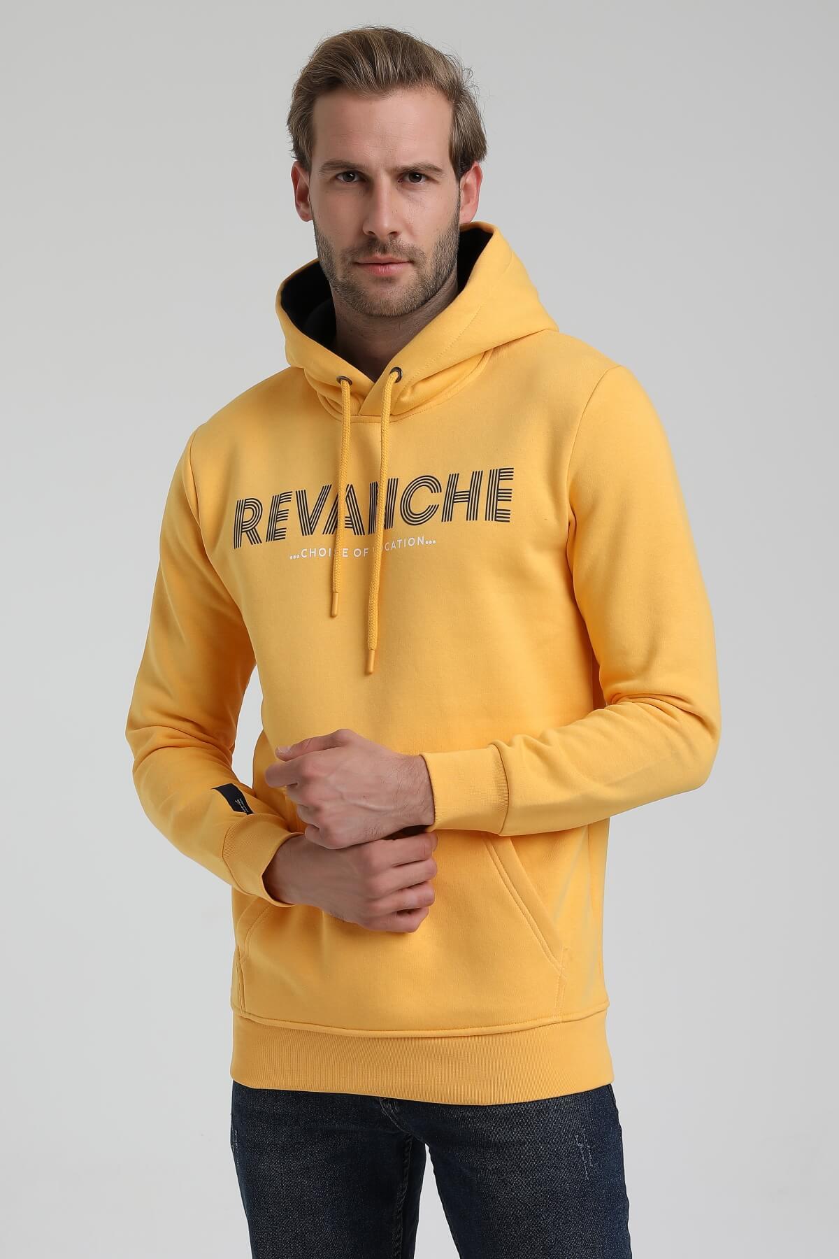 New World Polo Kapüşonlu Hardal Slim Fit Hoodie 22FWM64031