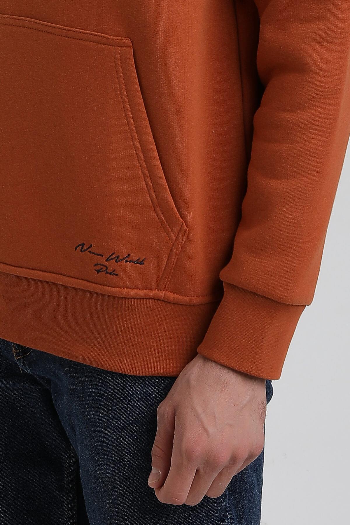 New World Polo Kapüşonlu Kiremit Slim Fit Hoodie 22FWM64037