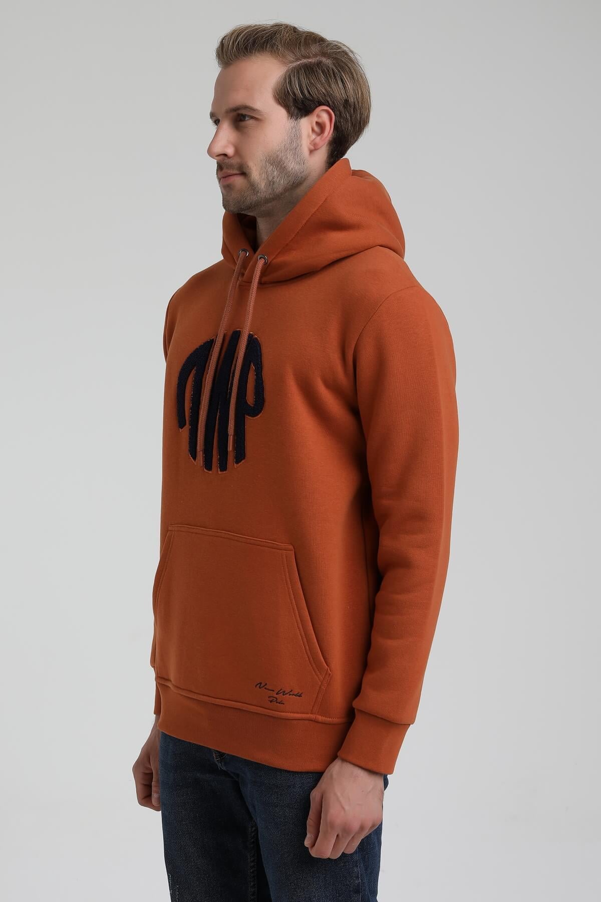 New World Polo Kapüşonlu Kiremit Slim Fit Hoodie 22FWM64037