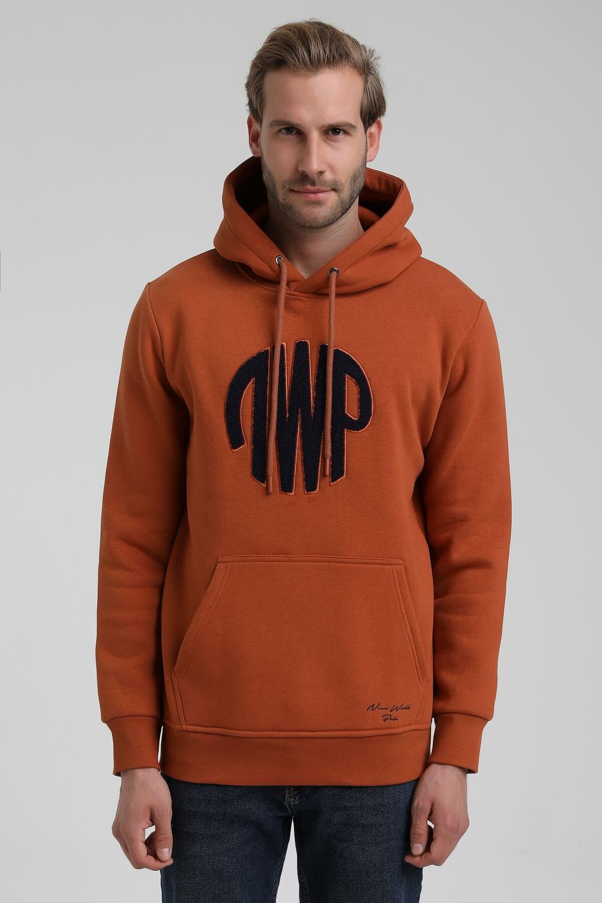 New World Polo Kapüşonlu Kiremit Slim Fit Hoodie 22FWM64037