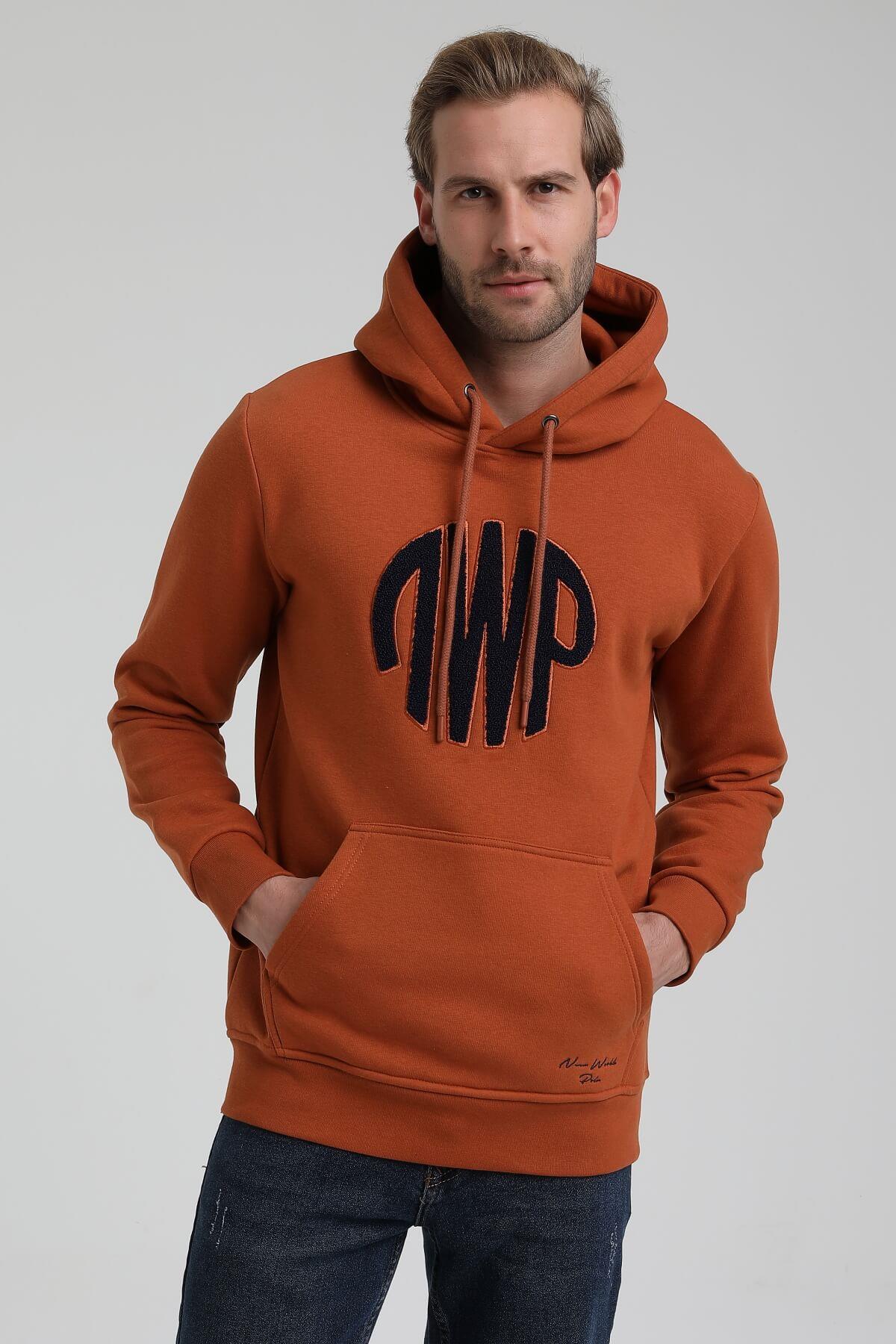New World Polo Kapüşonlu Kiremit Slim Fit Hoodie 22FWM64037