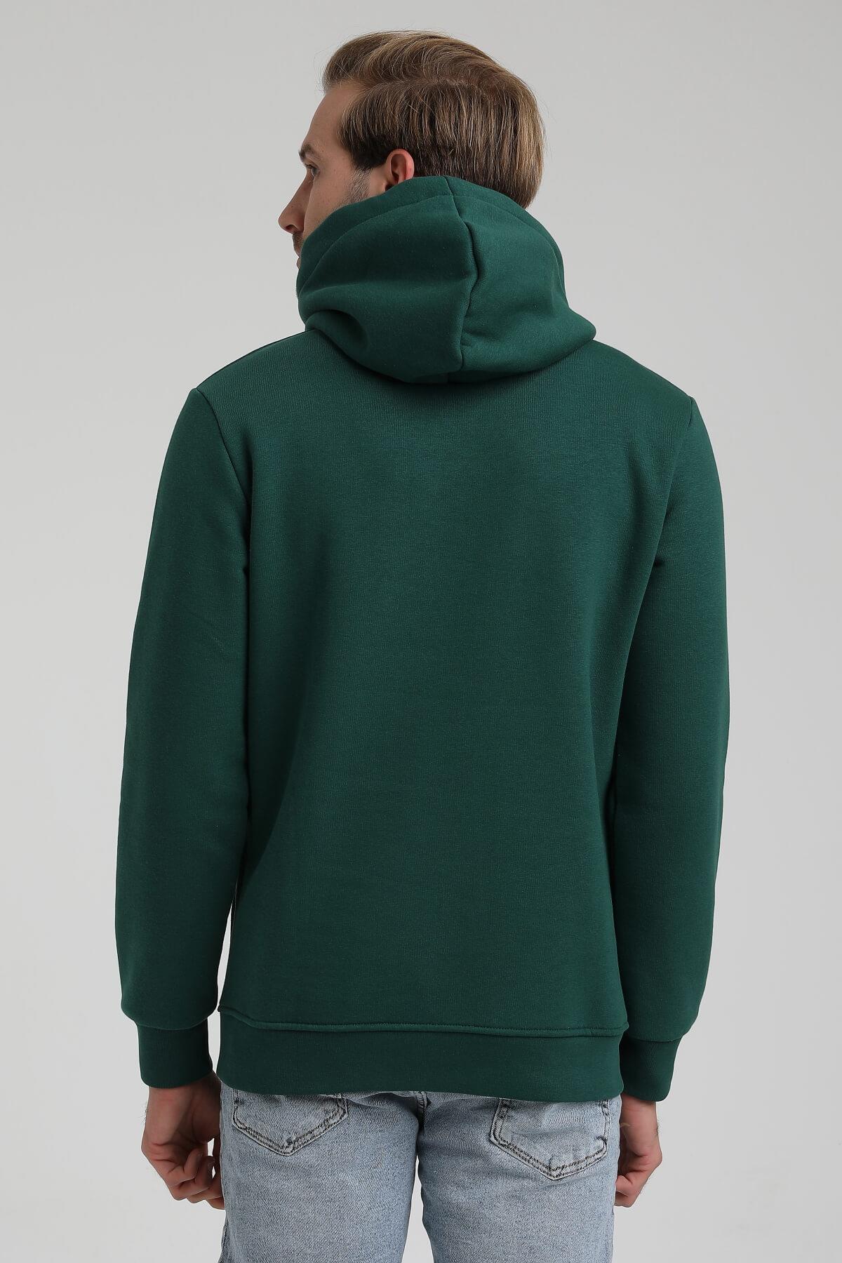 New World Polo Kapüşonlu Koyu Yeşil Slim Fit Hoodie 22FWM64031