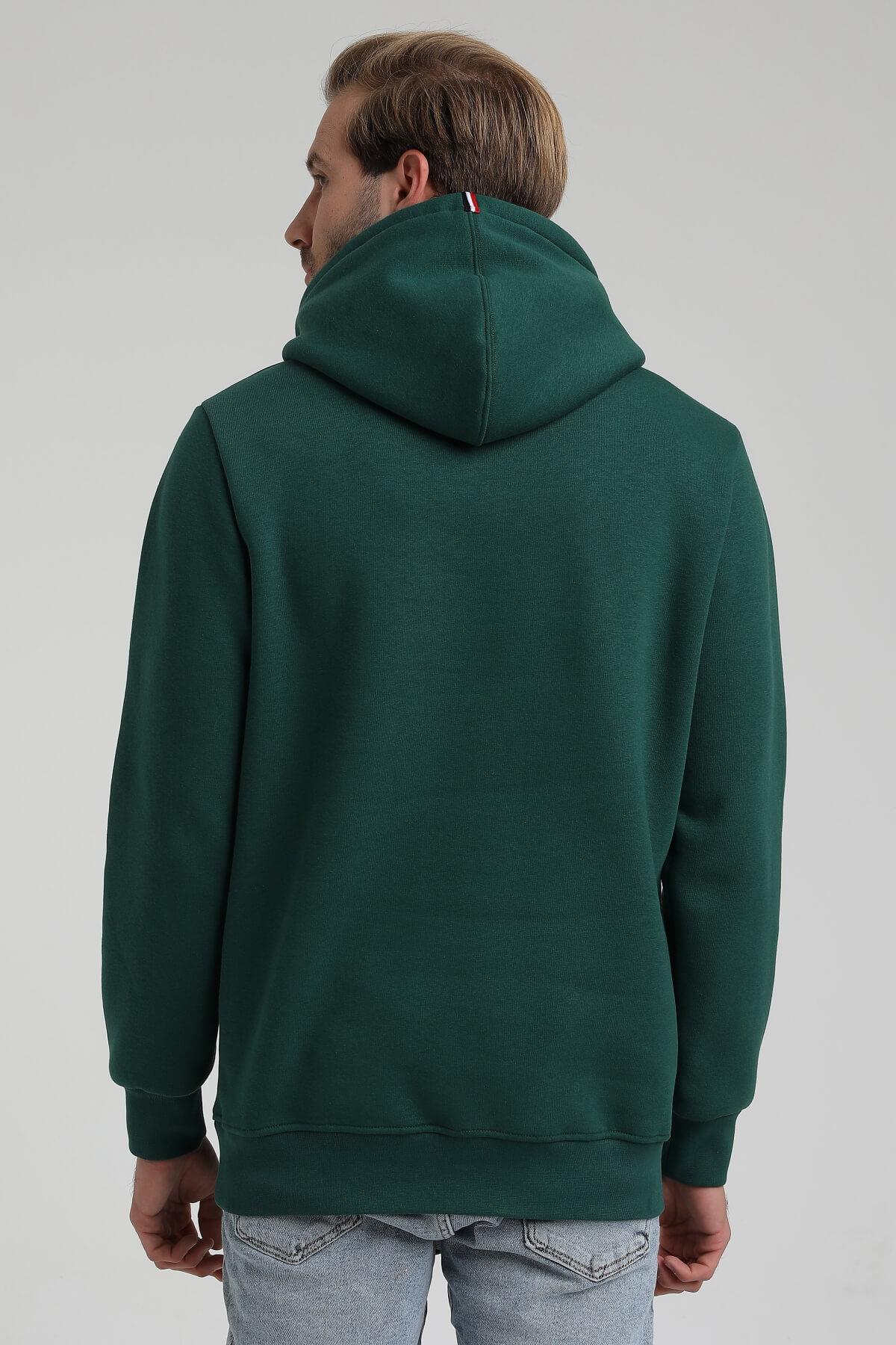 New World Polo Kapüşonlu Koyu Yeşil Slim Fit Hoodie 22FWM64032