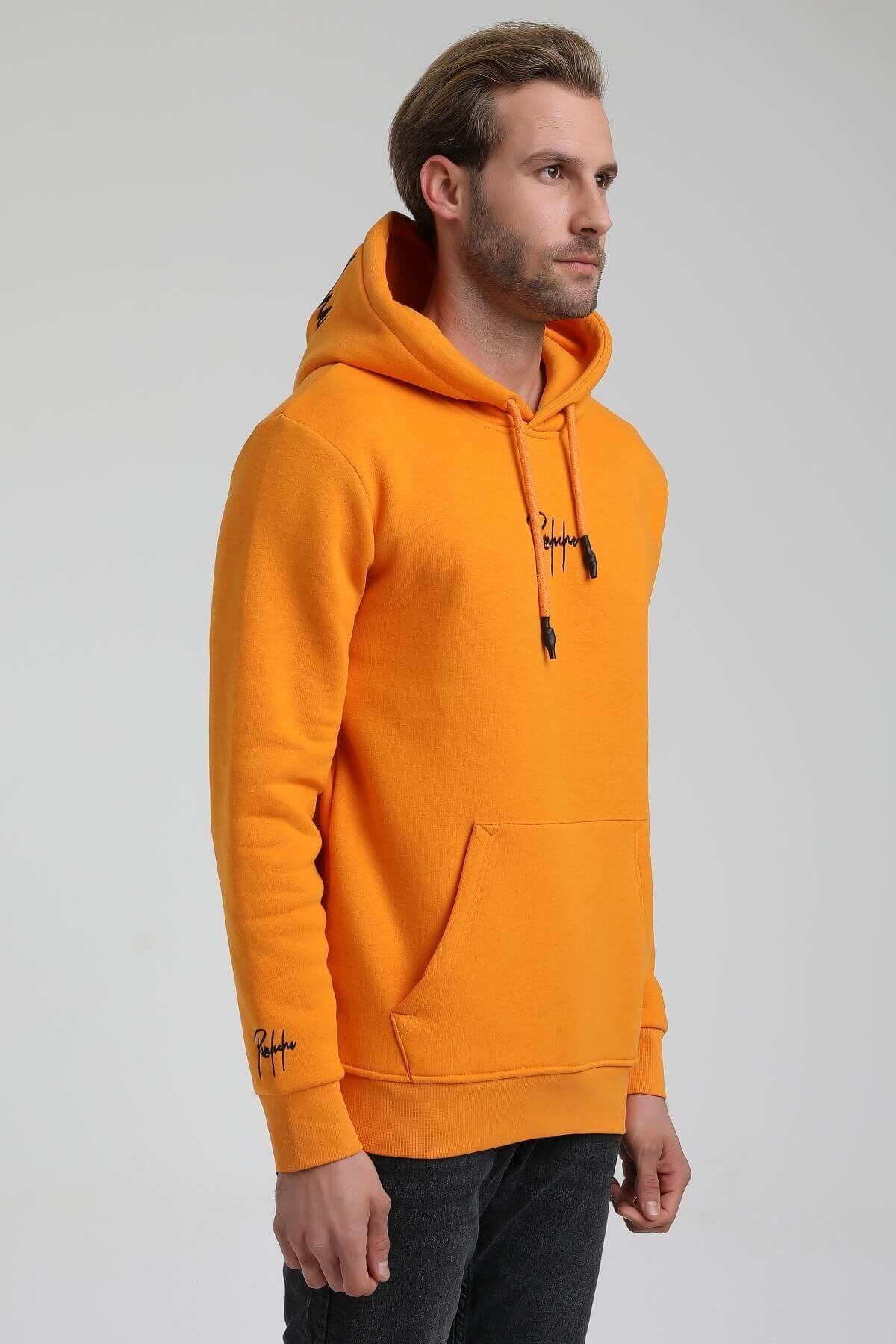 New World Polo Kapüşonlu Turuncu Slim Fit Hoodie 22FWM64034