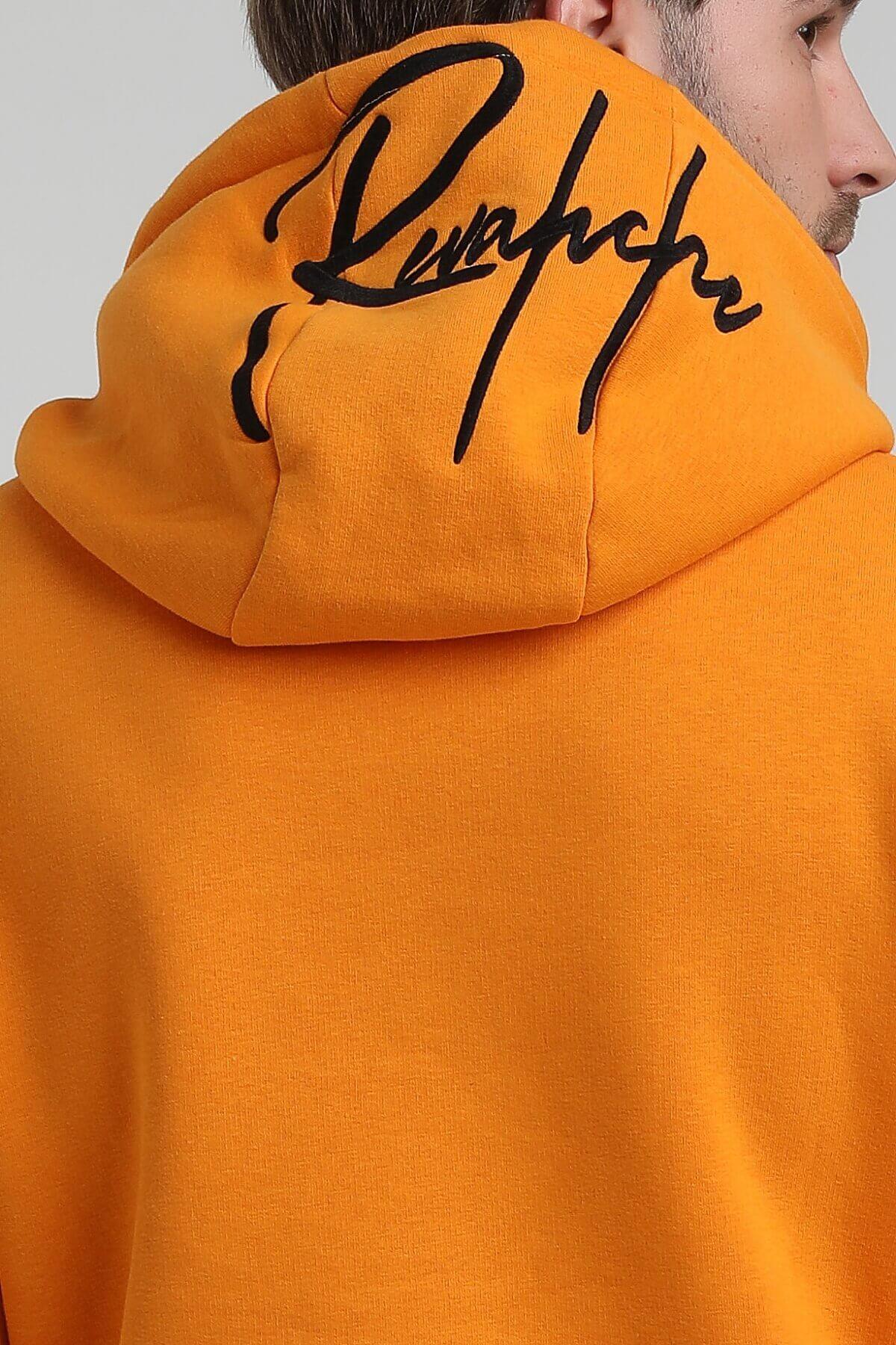 New World Polo Kapüşonlu Turuncu Slim Fit Hoodie 22FWM64034