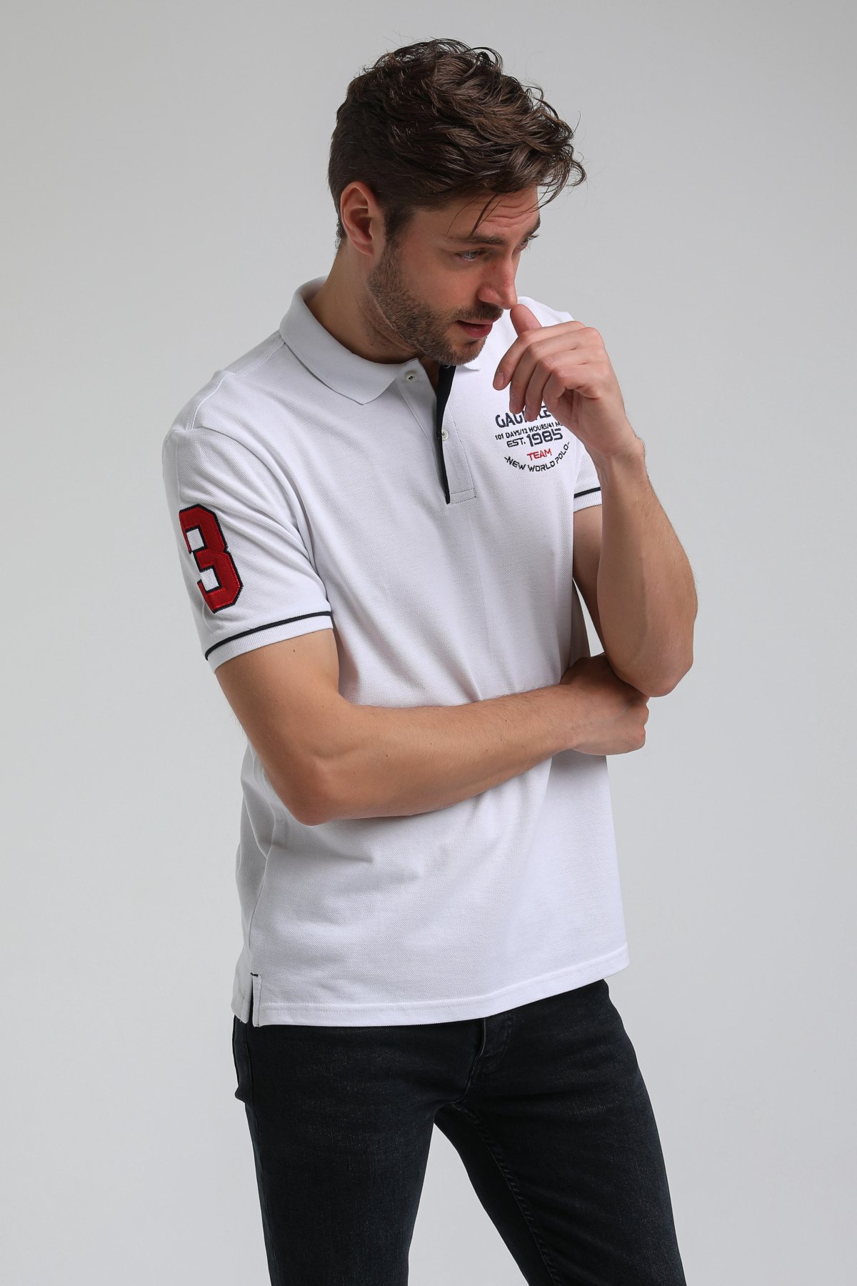 New World Polo Polo Yaka Beyaz Big Size Polo 23SSM10252