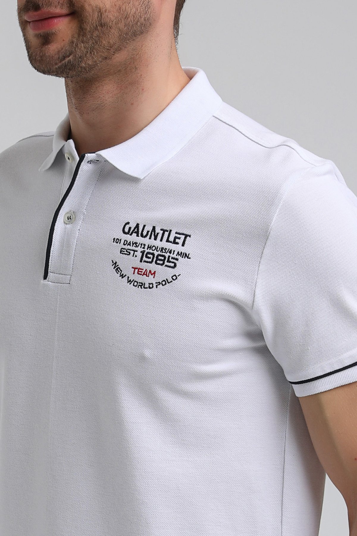 New World Polo Polo Yaka Beyaz Big Size Polo 23SSM10252