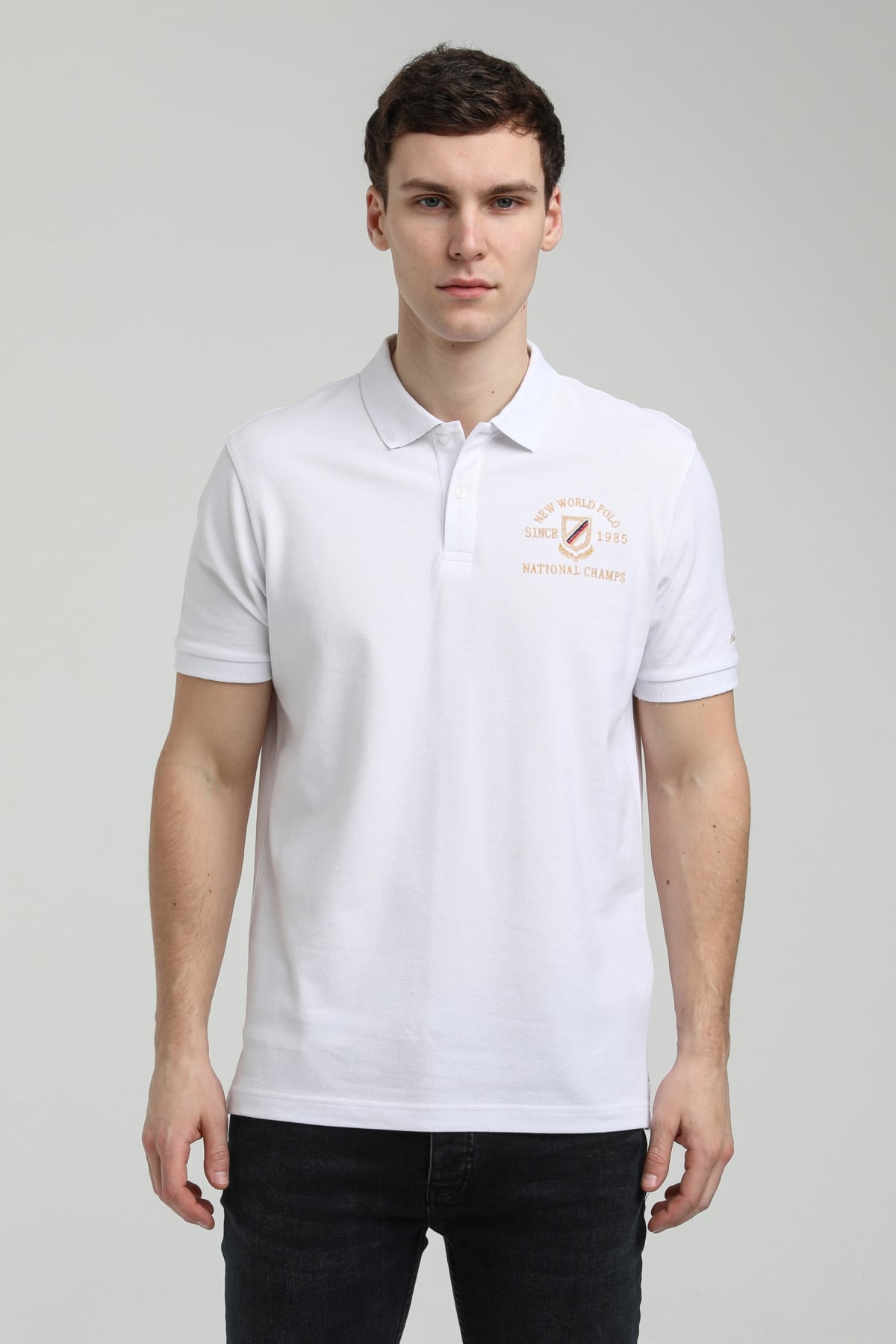 New World Polo Polo Yaka Beyaz Regular Custom Polo 23SSM10251