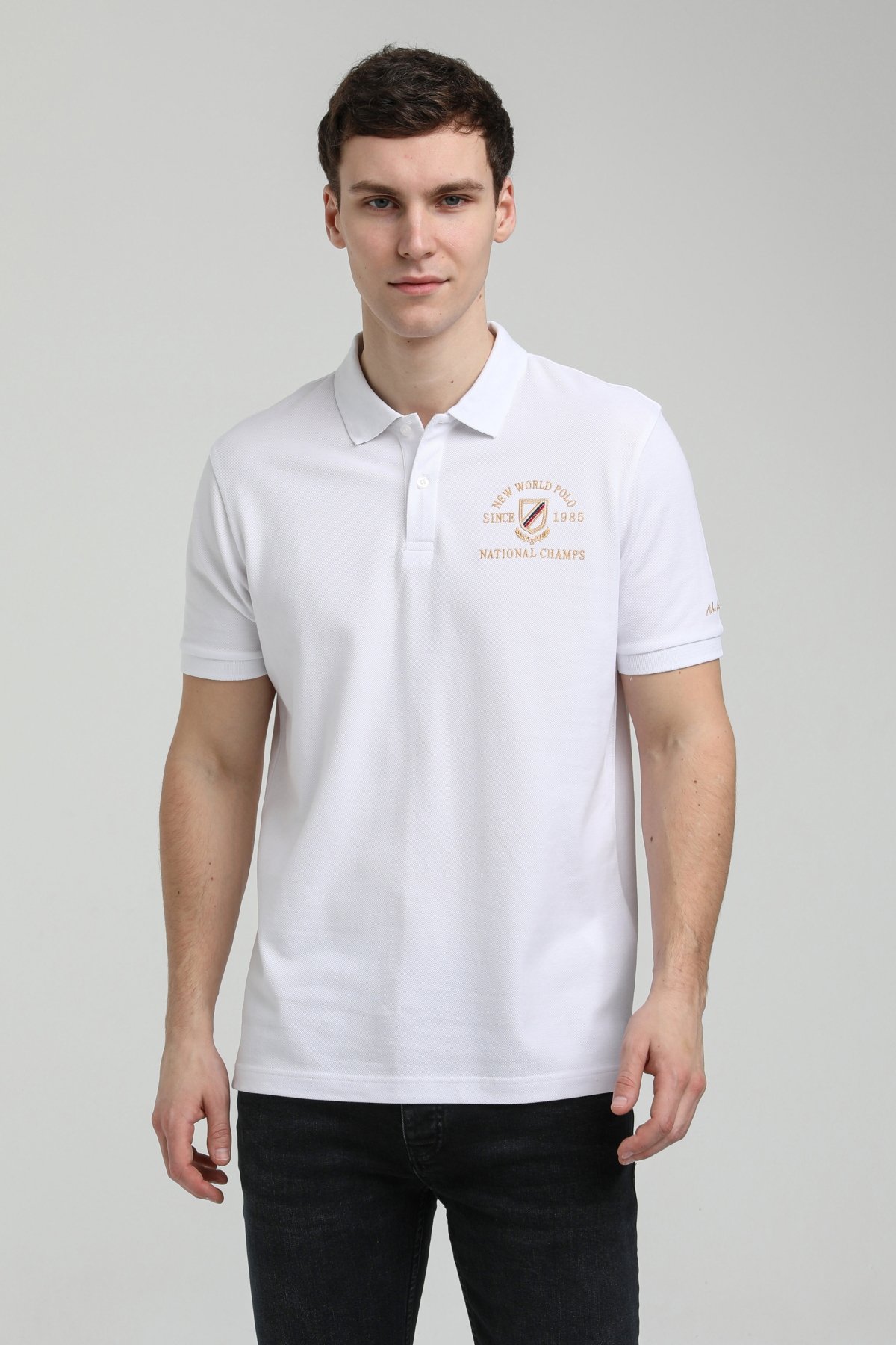 New World Polo Polo Yaka Beyaz Regular Custom Polo 23SSM10251