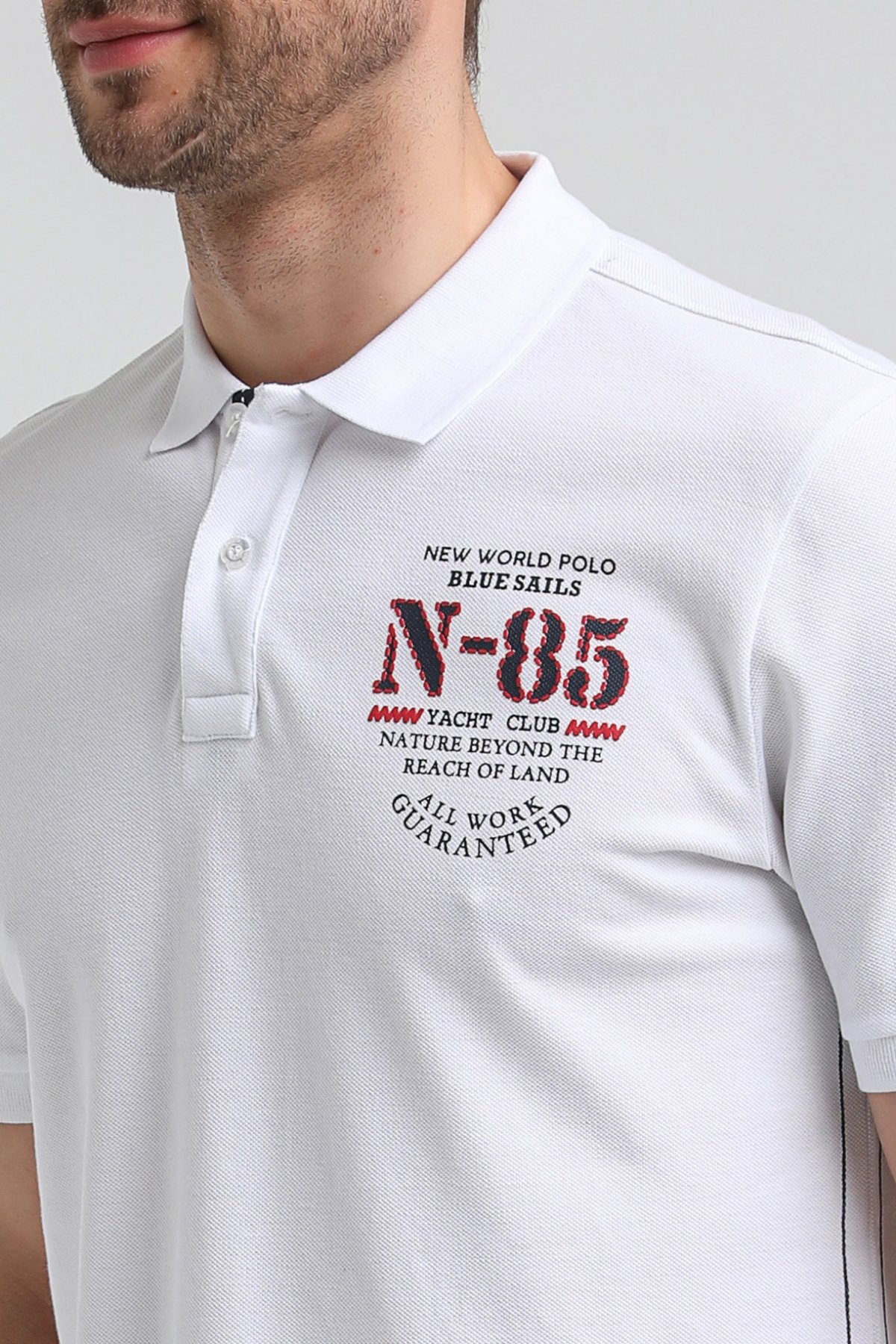 New World Polo Polo Yaka Beyaz Regular Custom Polo 23SSM10273