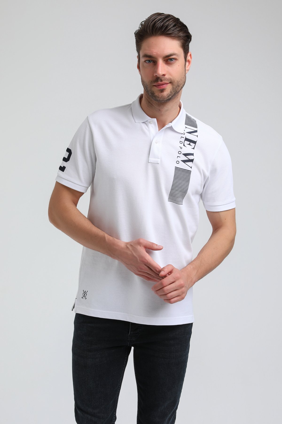 New World Polo Polo Yaka Beyaz Regular Custom Polo 23SSM10274