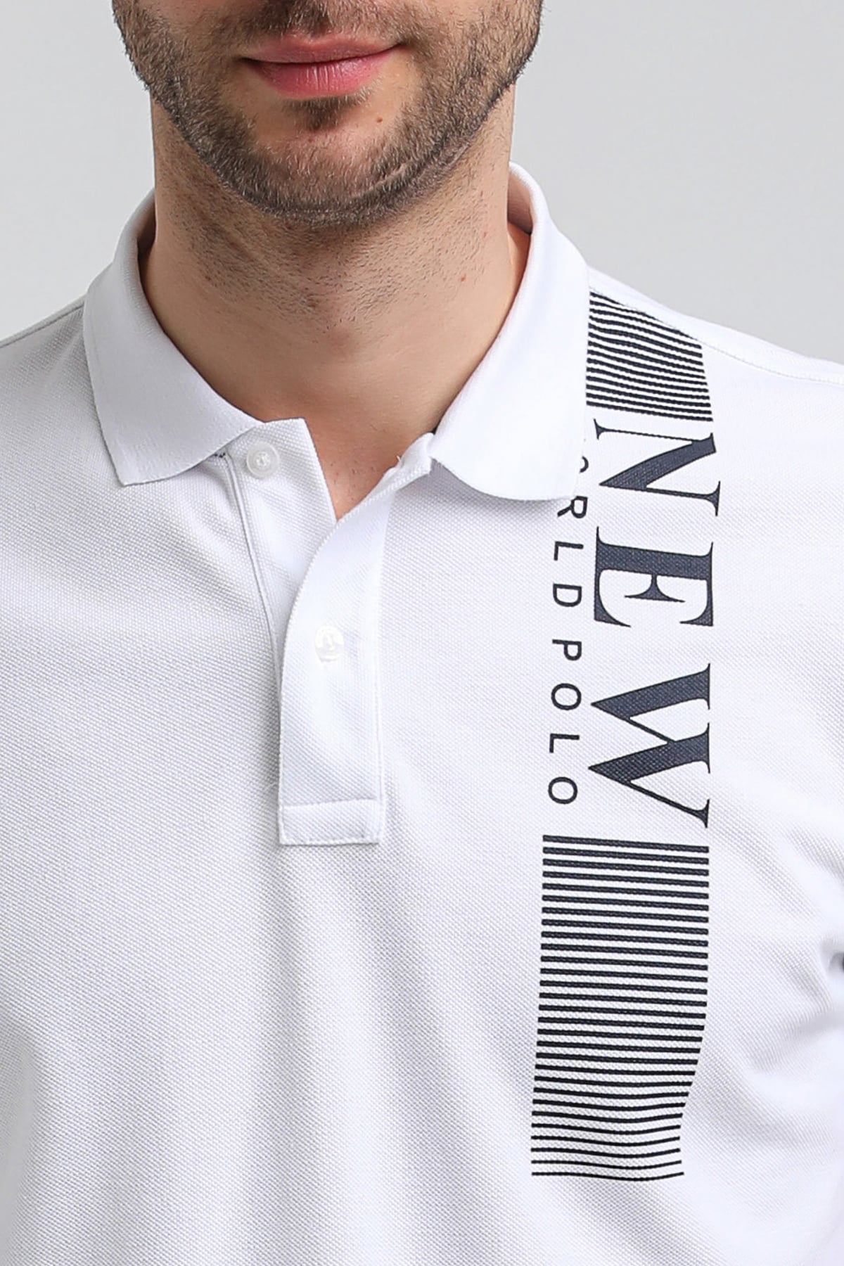 New World Polo Polo Yaka Beyaz Regular Custom Polo 23SSM10274