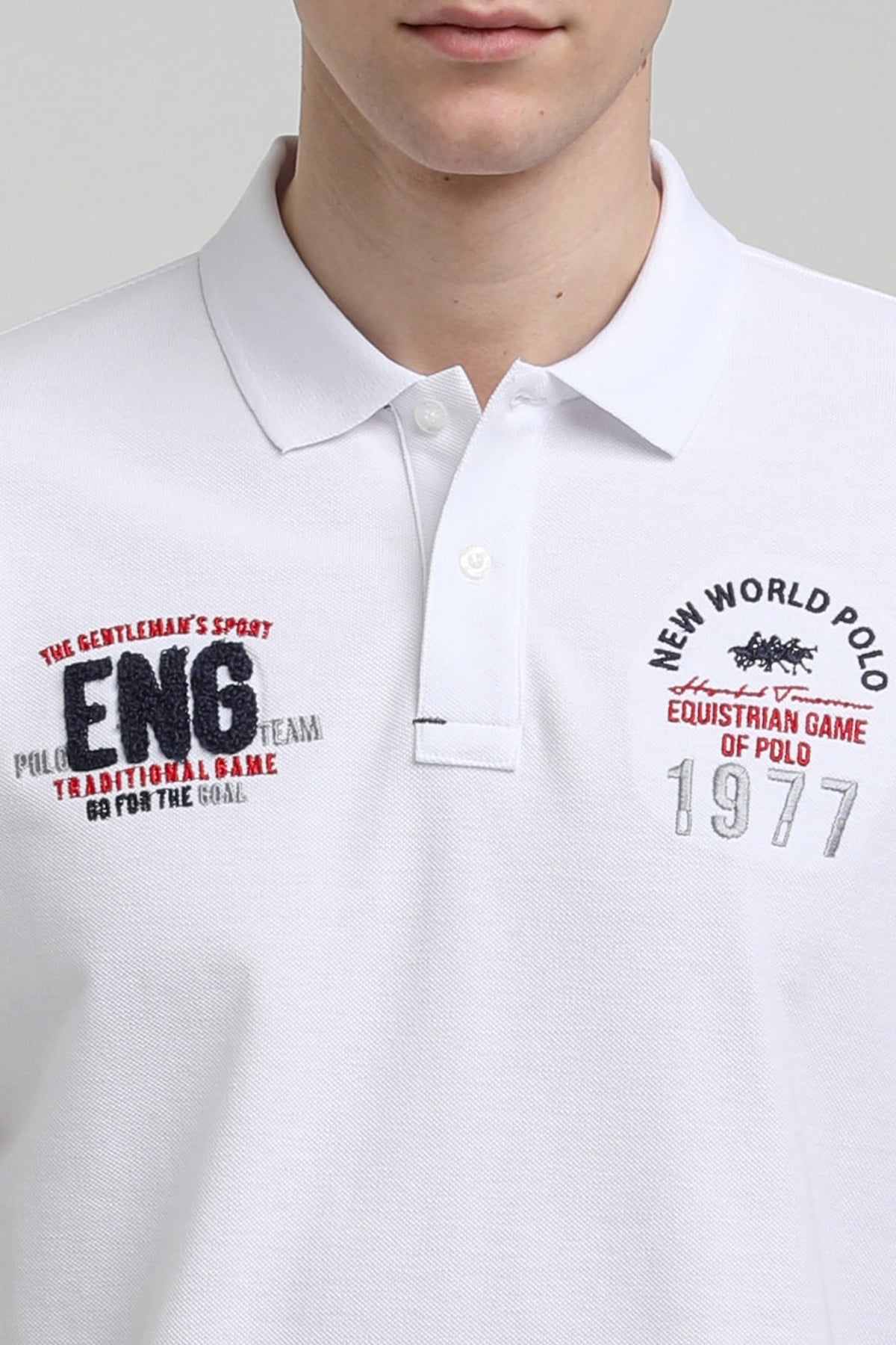 New World Polo Polo Yaka Beyaz Regular Custom Polo 23SSM10256