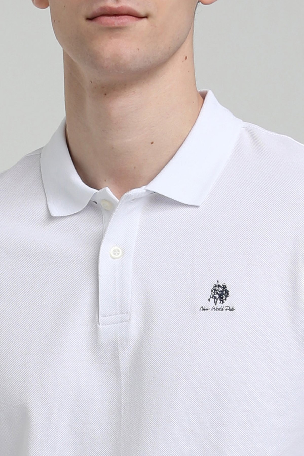 New World Polo Polo Yaka Beyaz Regular Custom Polo 23SSM10248