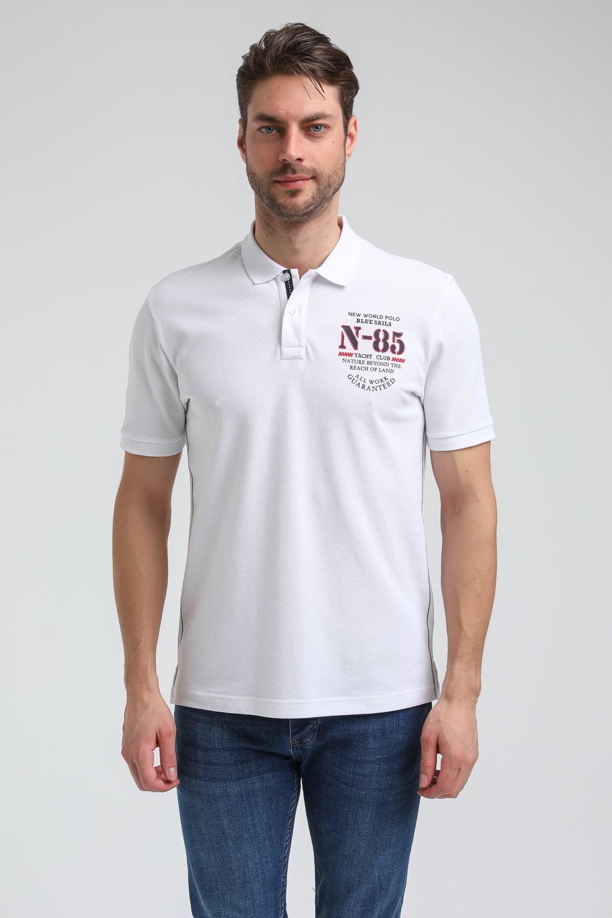New World Polo Polo Yaka Beyaz Regular Custom Polo 23SSM10273