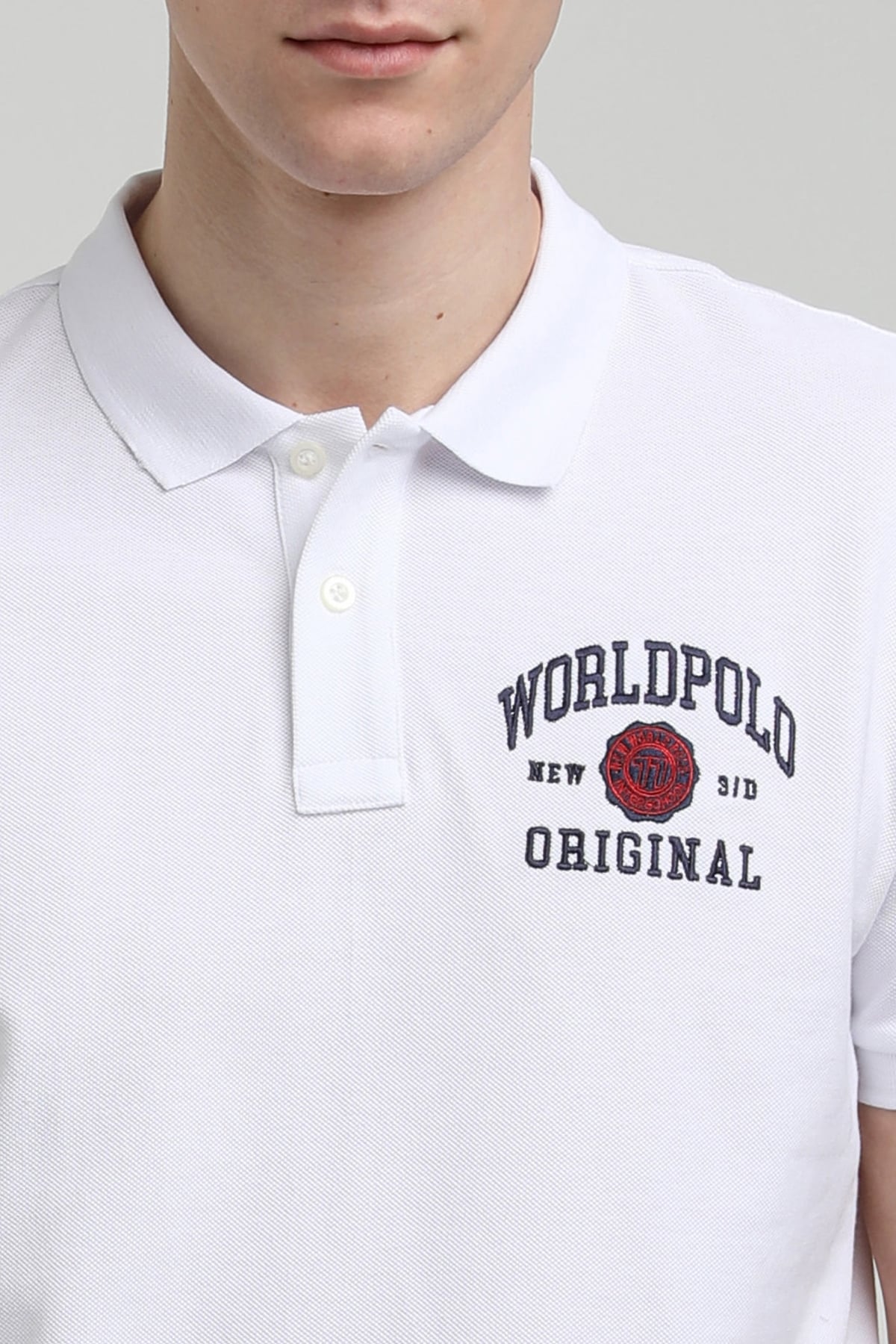 New World Polo Polo Yaka Beyaz Regular Custom Polo 23SSM10250