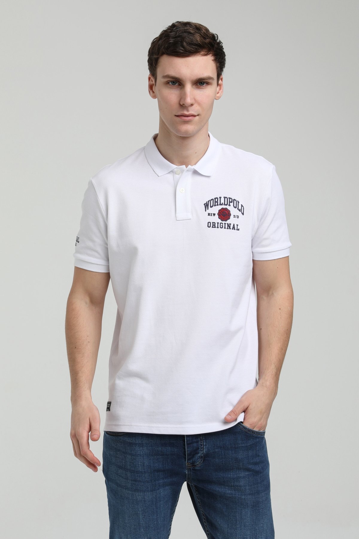 New World Polo Polo Yaka Beyaz Regular Custom Polo 23SSM10250
