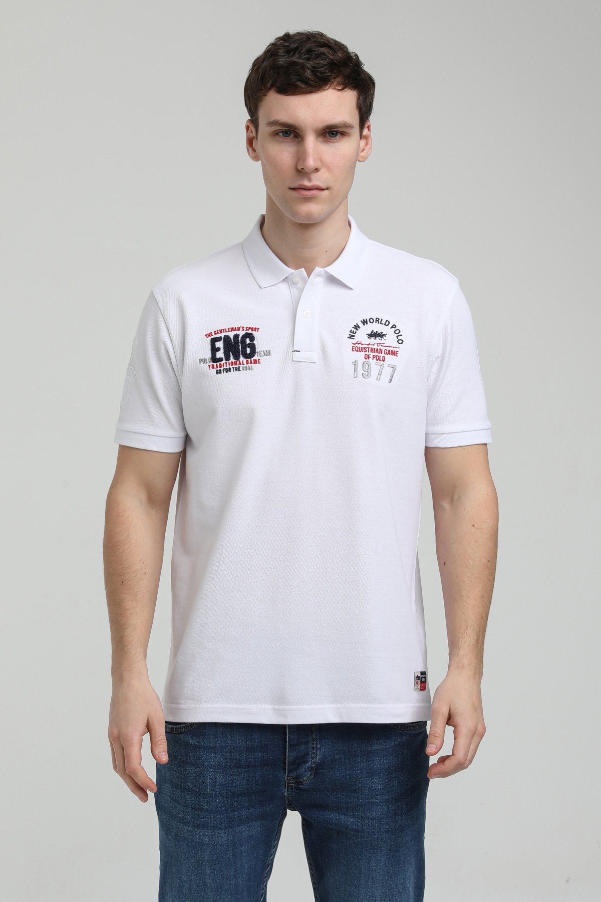 New World Polo Polo Yaka Beyaz Regular Custom Polo 23SSM10256
