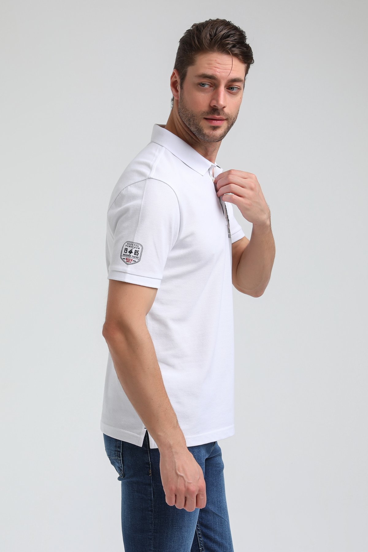 New World Polo Polo Yaka Beyaz Regular Custom Polo 23SSM10271
