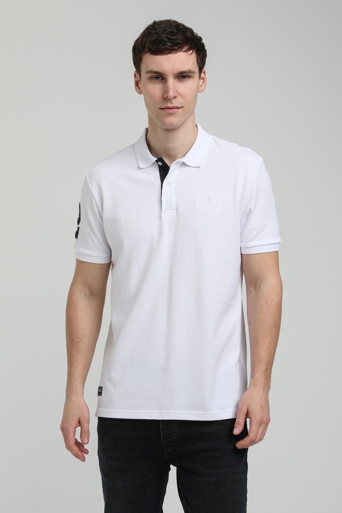 New World Polo Polo Yaka Beyaz Regular Custom Polo 23SSM10253