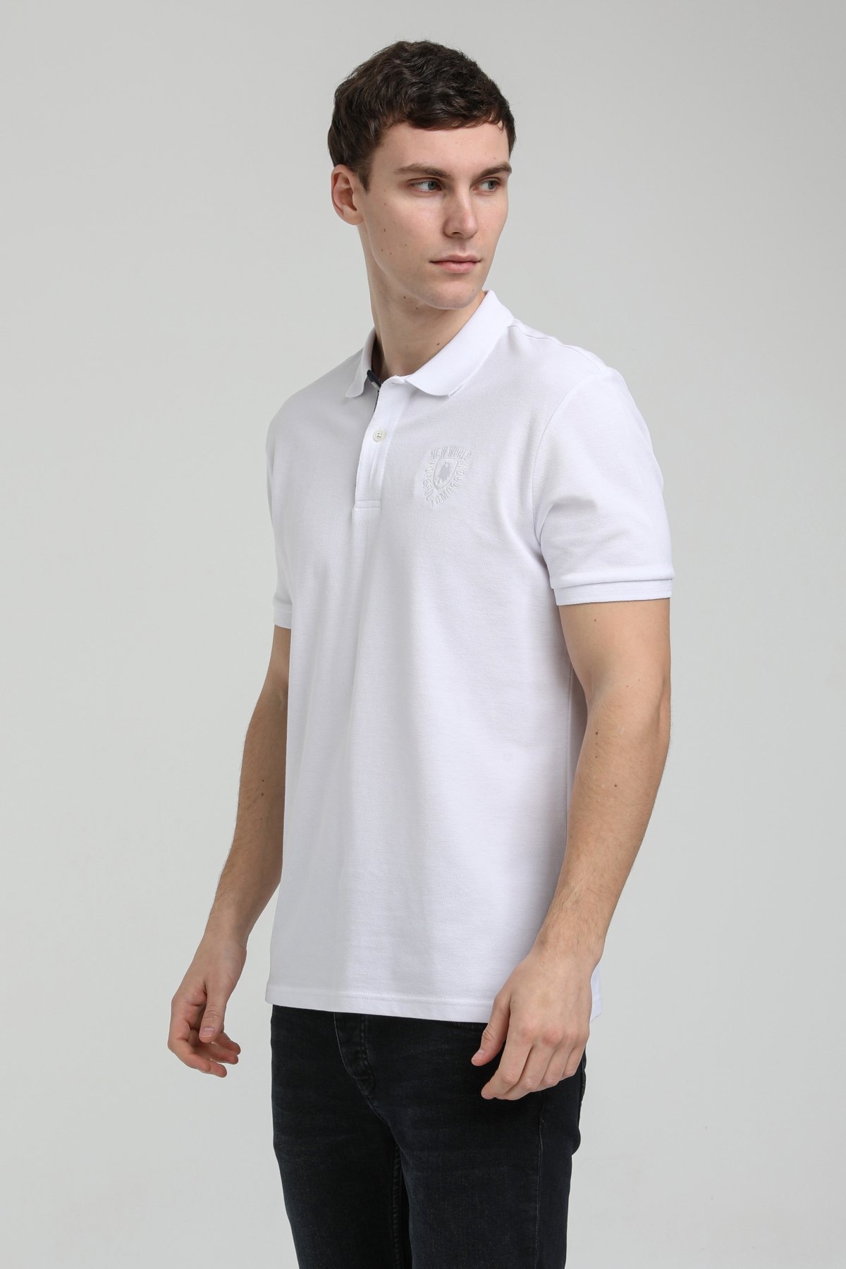 New World Polo Polo Yaka Beyaz Regular Custom Polo 23SSM10253