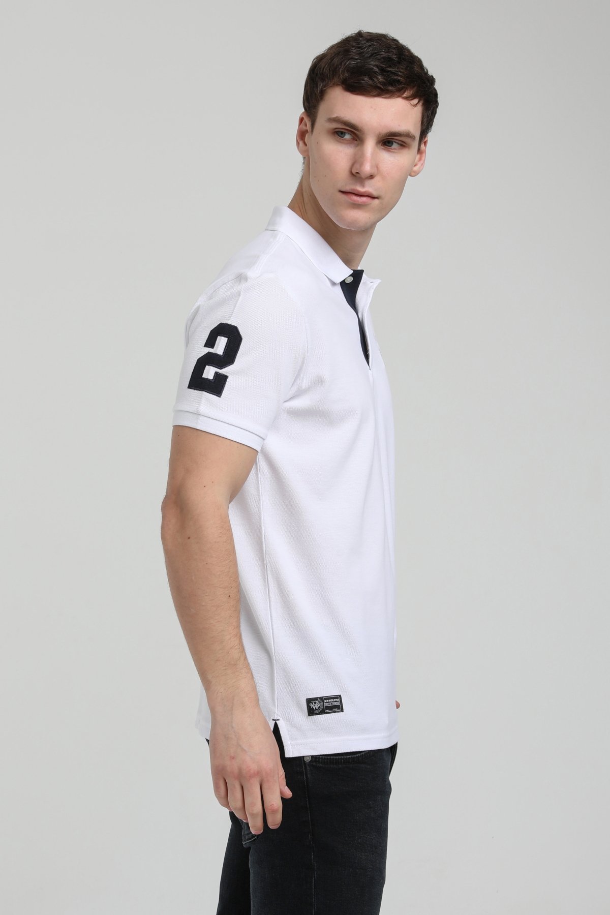 New World Polo Polo Yaka Beyaz Regular Custom Polo 23SSM10253
