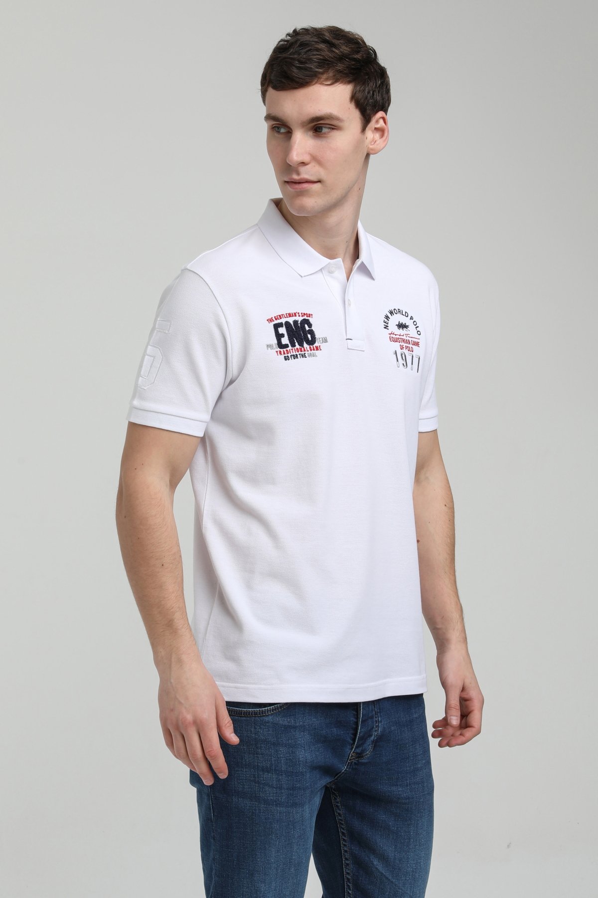 New World Polo Polo Yaka Beyaz Regular Custom Polo 23SSM10256