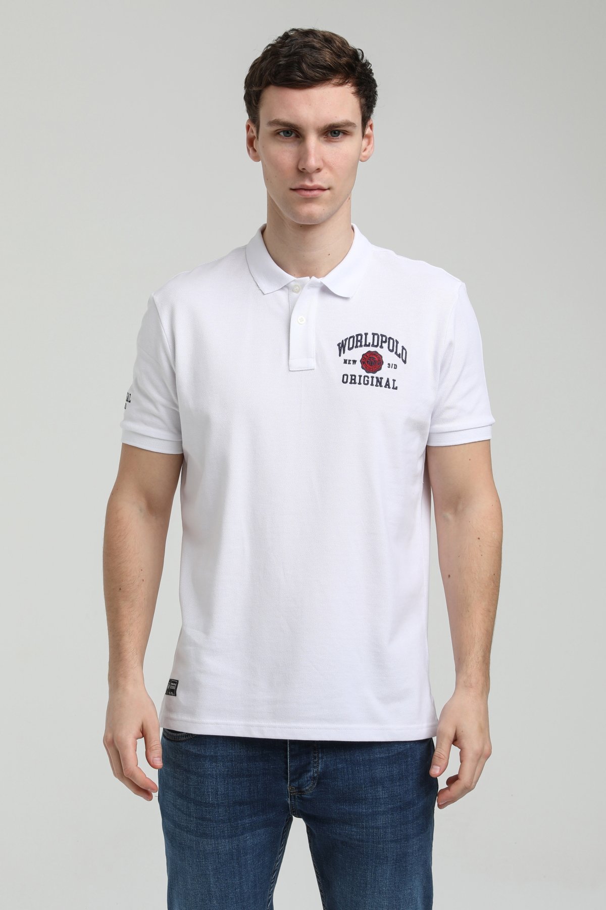 New World Polo Polo Yaka Beyaz Regular Custom Polo 23SSM10250