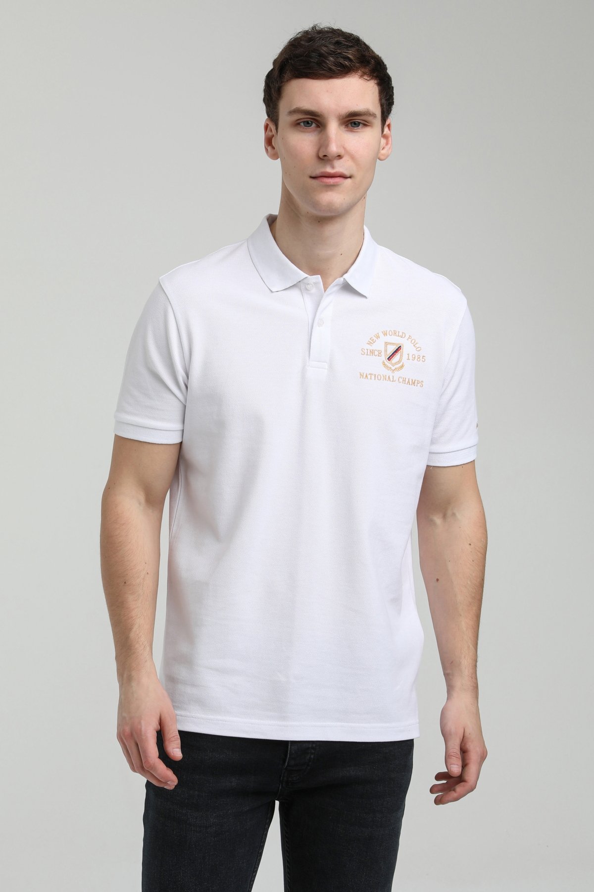 New World Polo Polo Yaka Beyaz Regular Custom Polo 23SSM10251