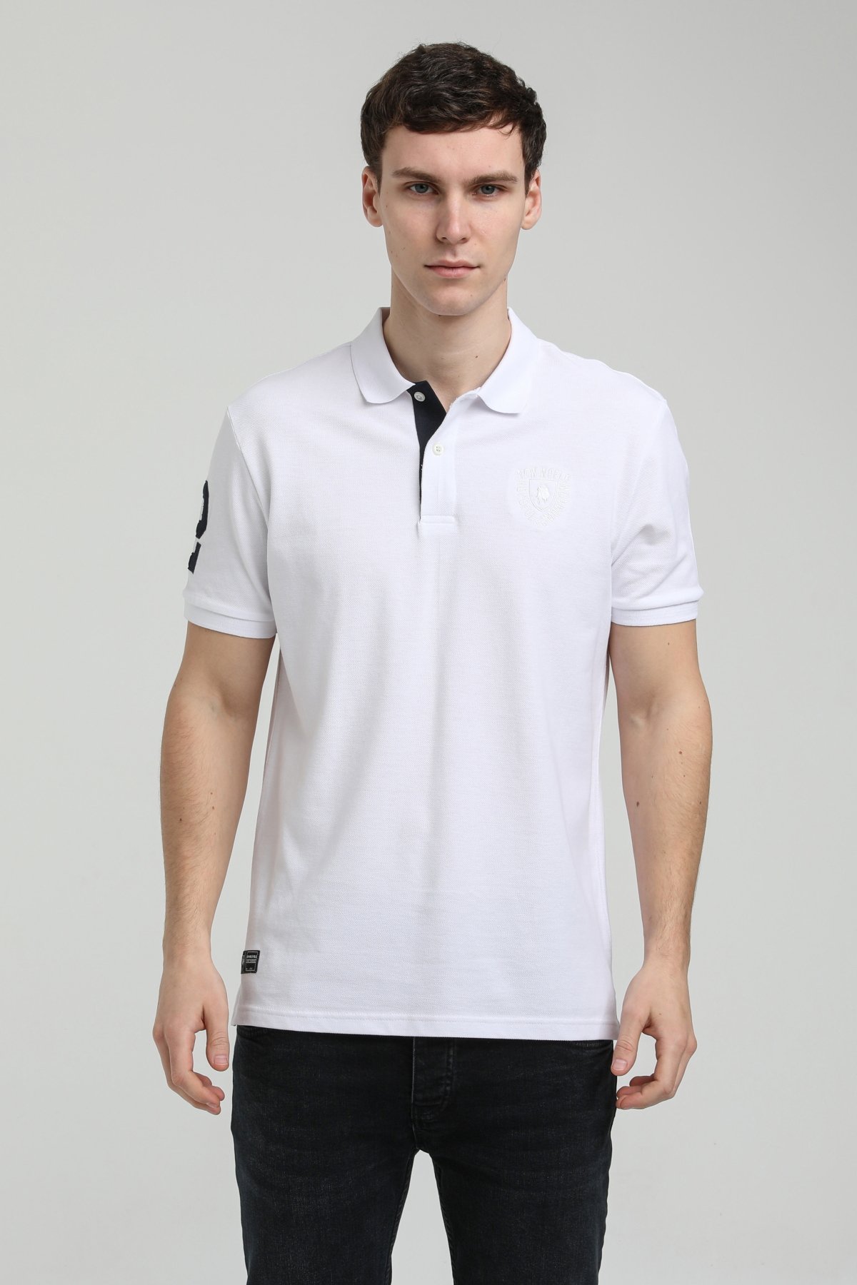 New World Polo Polo Yaka Beyaz Regular Custom Polo 23SSM10253